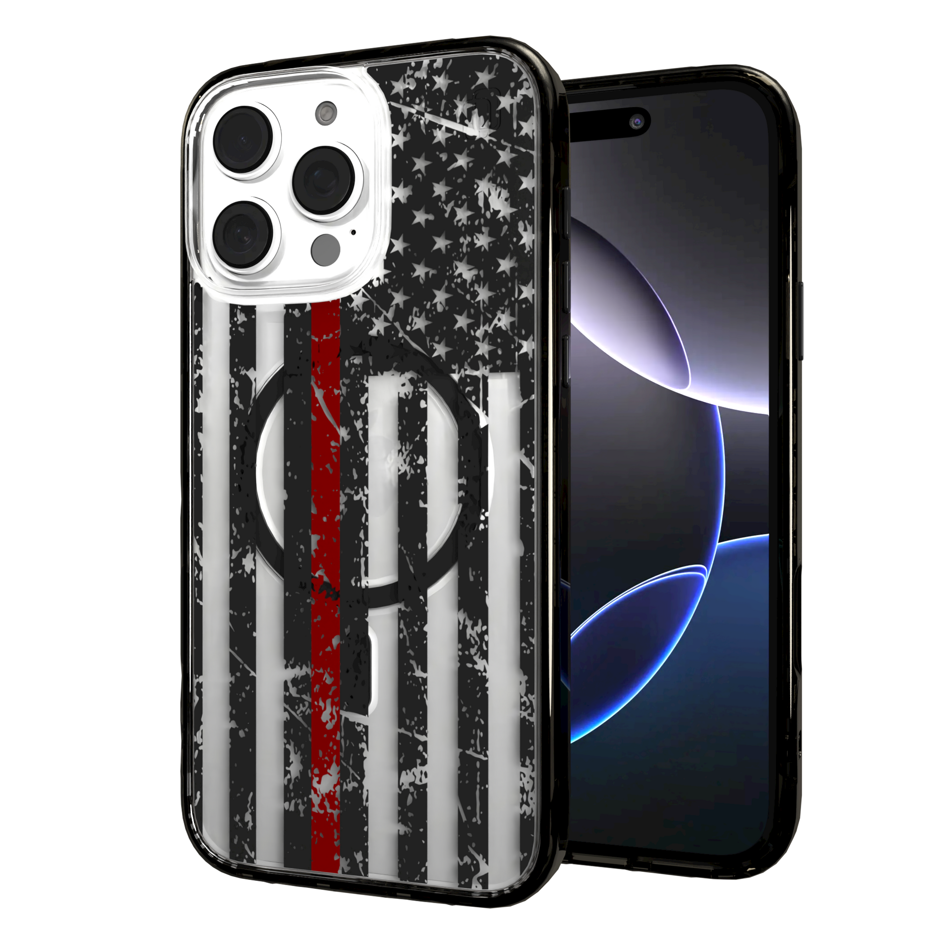 iPhone 16 Series | MagSafe | Red, White & Blue Case Collection | Thin Red Line Red Line / iPhone 16 Pro Max / Black
