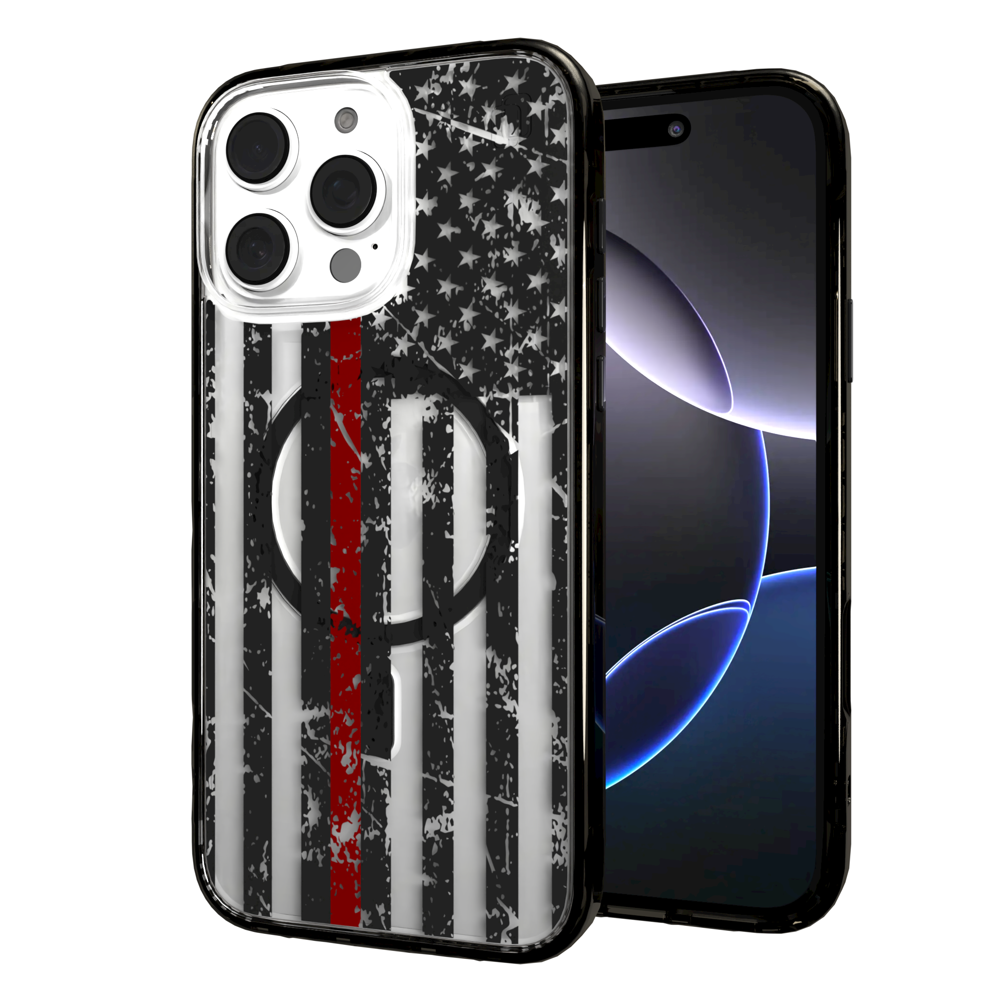 iPhone 16 Series | MagSafe | Red, White & Blue Case Collection | Thin Red Line Red Line / iPhone 16 Pro Max / Black