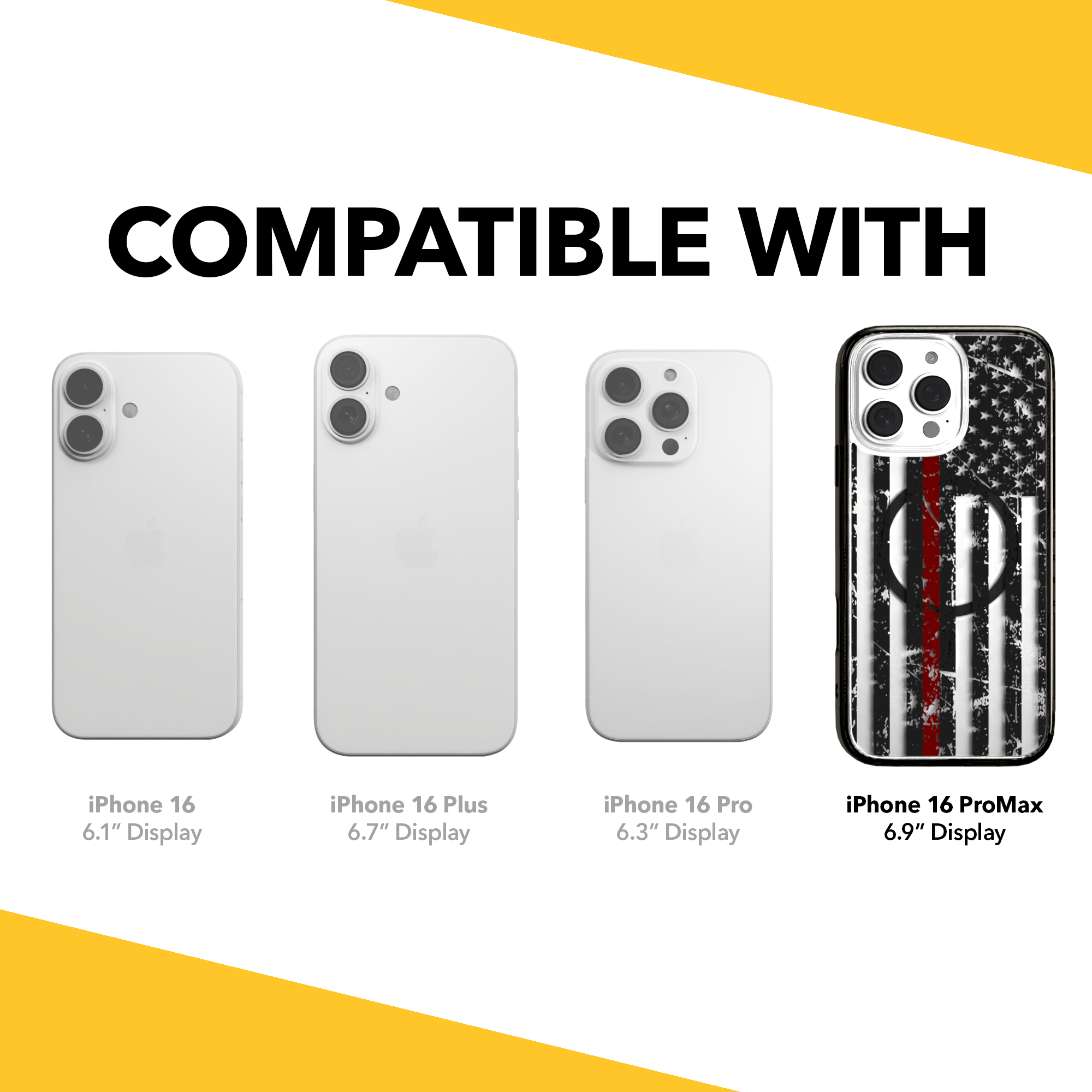 iPhone 16 Series | MagSafe | Red, White & Blue Case Collection | Thin Red Line Red Line / iPhone 16 Pro Max / Black