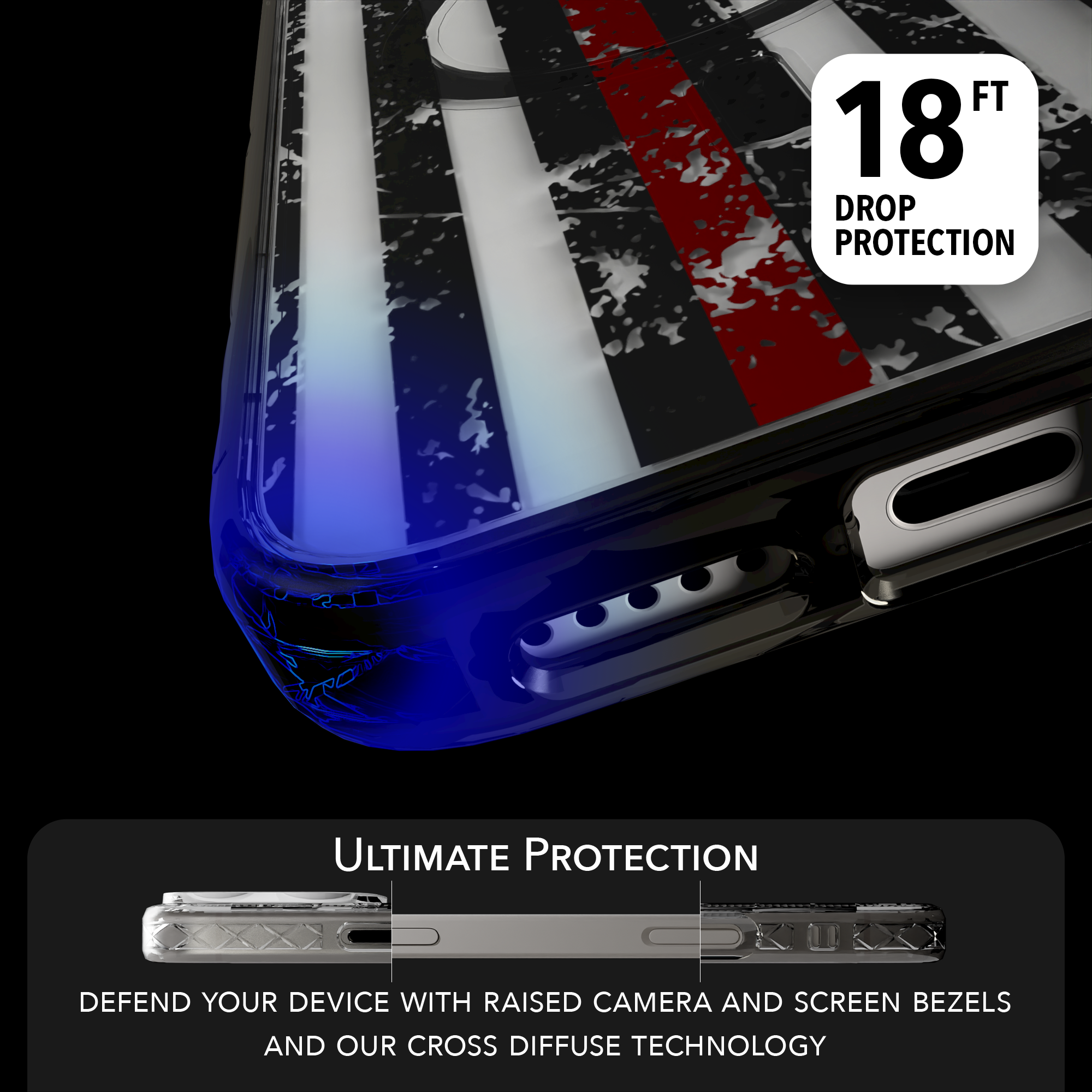 iPhone 16 Series | MagSafe | Red, White & Blue Case Collection | Thin Red Line Red Line / iPhone 16 Pro Max / Black