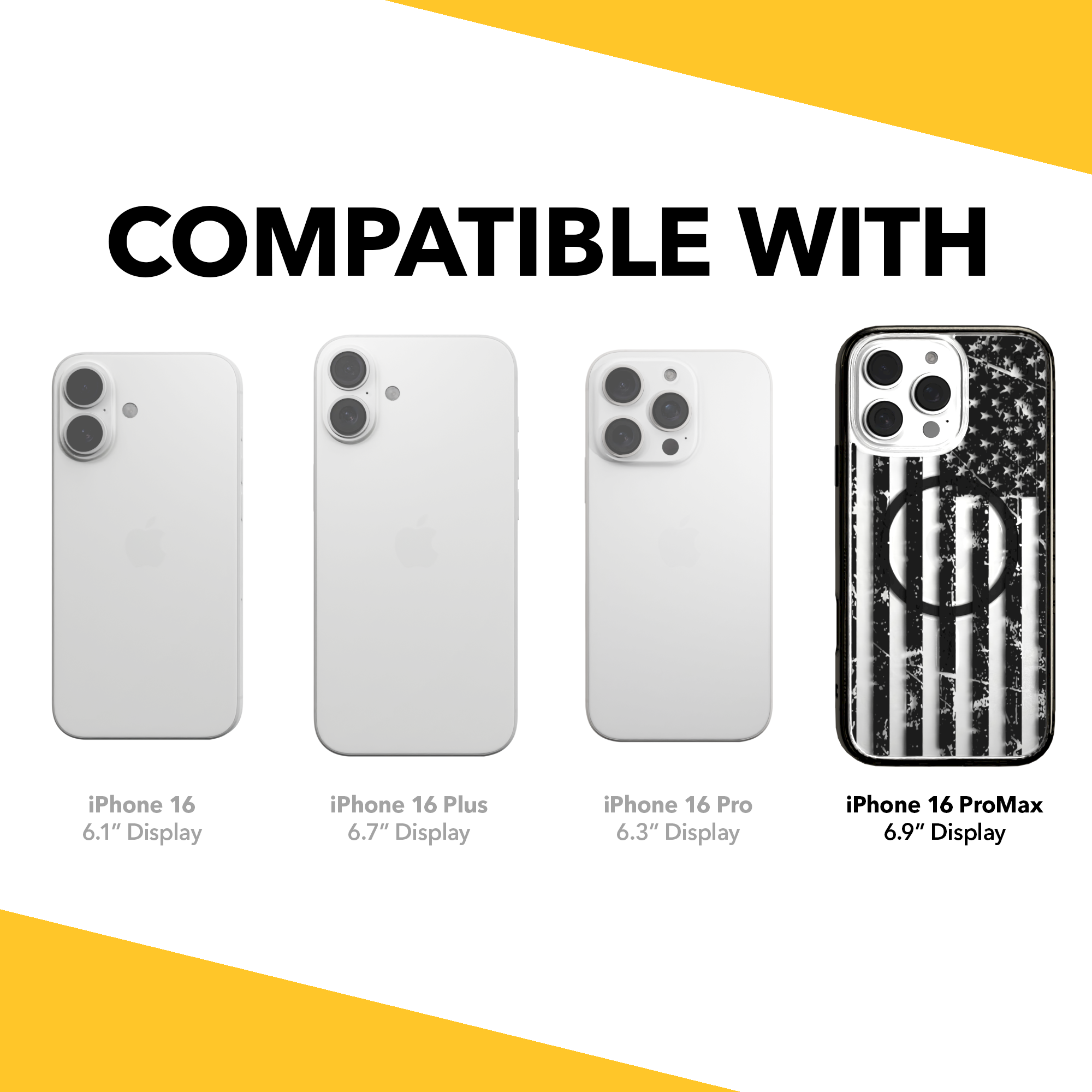 iPhone 16 Series | MagSafe | Red, White & Blue Case Collection | Weathered Black & White American Flag Black Flag / iPhone 16 Pro Max / Black