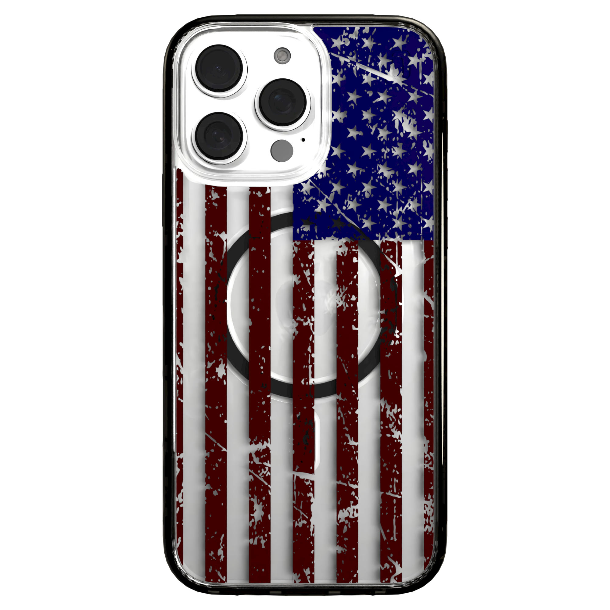 iPhone 16 Series | MagSafe | Red, White & Blue Case Collection | Old Glory Weathered American Flag Old Glory / iPhone 16 Pro Max / Black