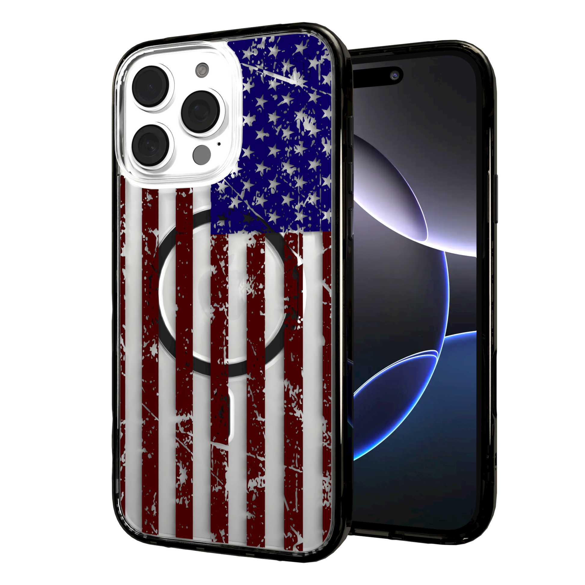iPhone 16 Series | MagSafe | Red, White & Blue Case Collection | Old Glory Weathered American Flag Old Glory / iPhone 16 Pro Max / Black