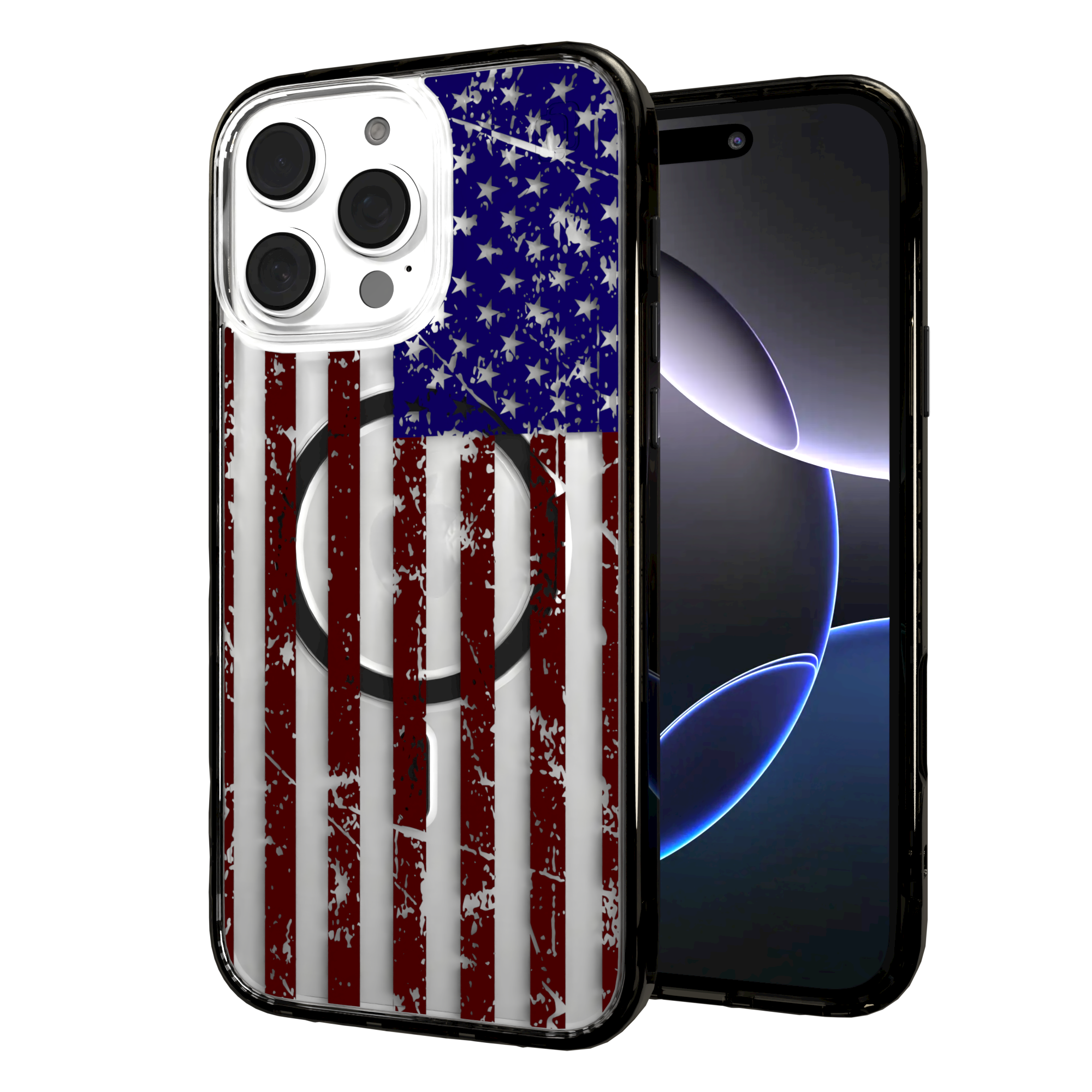 iPhone 16 Series | MagSafe | Red, White & Blue Case Collection | Old Glory Weathered American Flag Old Glory / iPhone 16 Pro Max / Black