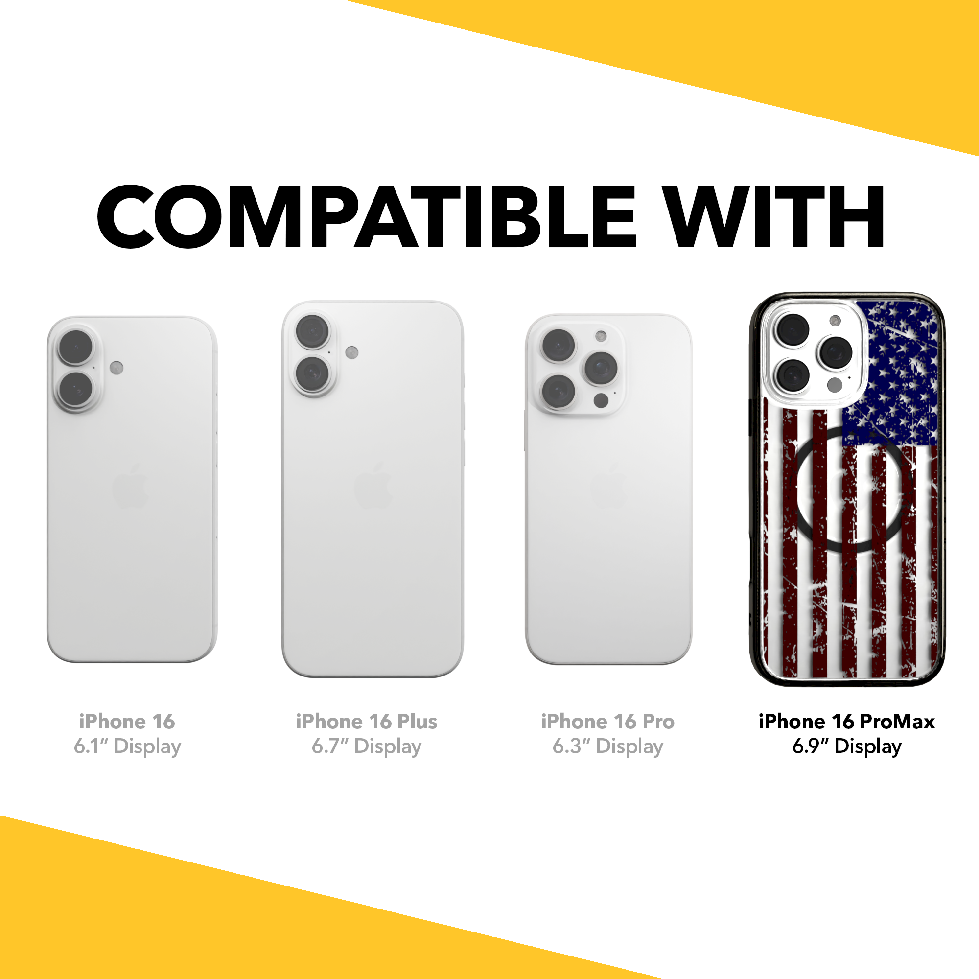 iPhone 16 Series | MagSafe | Red, White & Blue Case Collection | Old Glory Weathered American Flag Old Glory / iPhone 16 Pro Max / Black