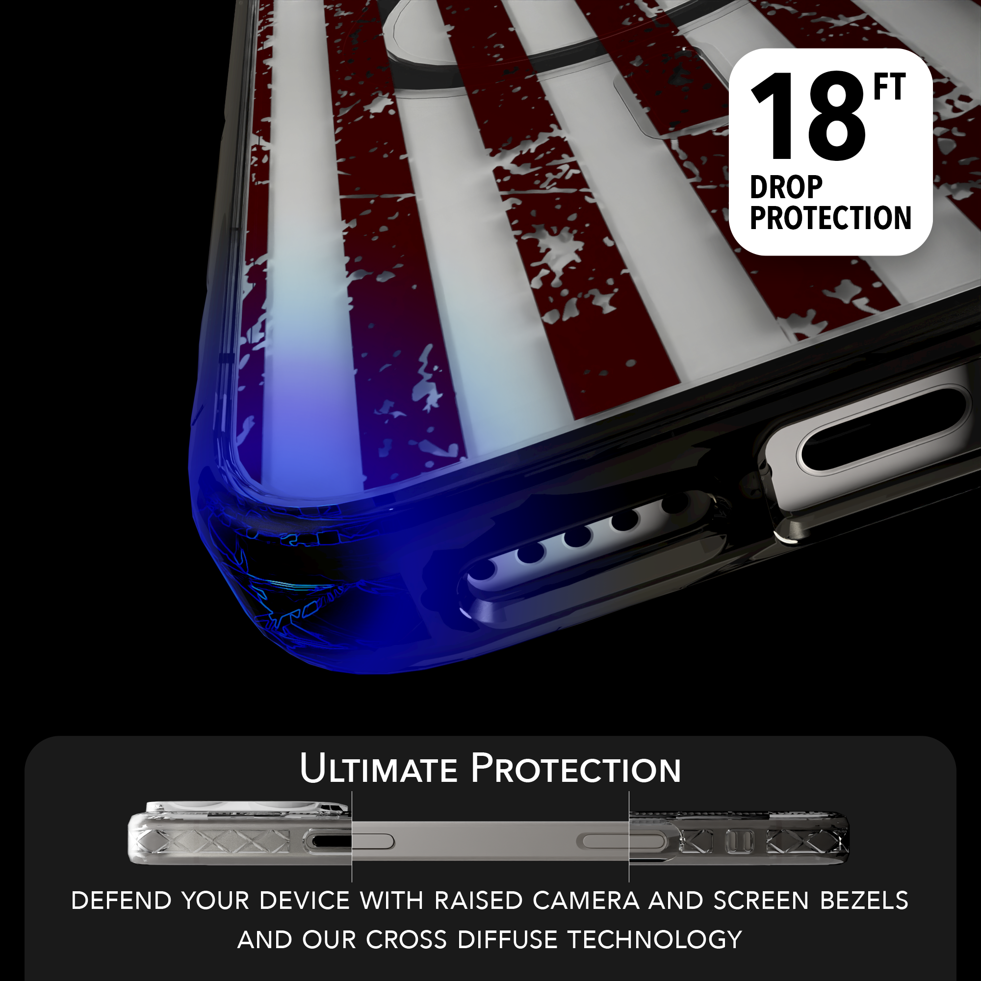 iPhone 16 Series | MagSafe | Red, White & Blue Case Collection | Old Glory Weathered American Flag Old Glory / iPhone 16 Pro Max / Black