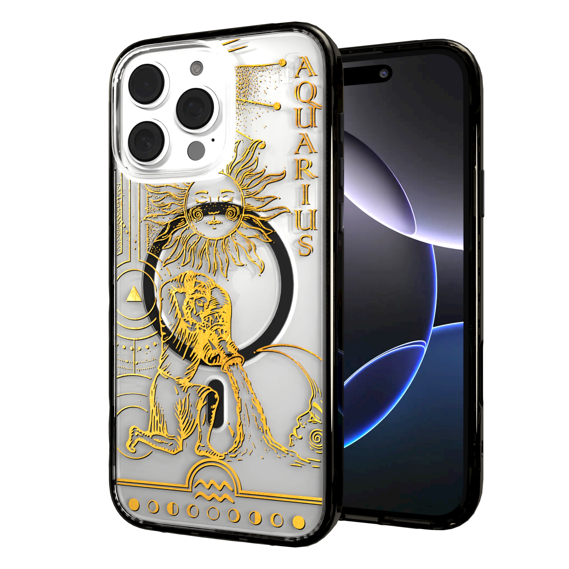 iPhone 16 Series | MagSafe | Zodiac Collection | Aquarius Aquarius Gold / iPhone 16 Pro Max / Black