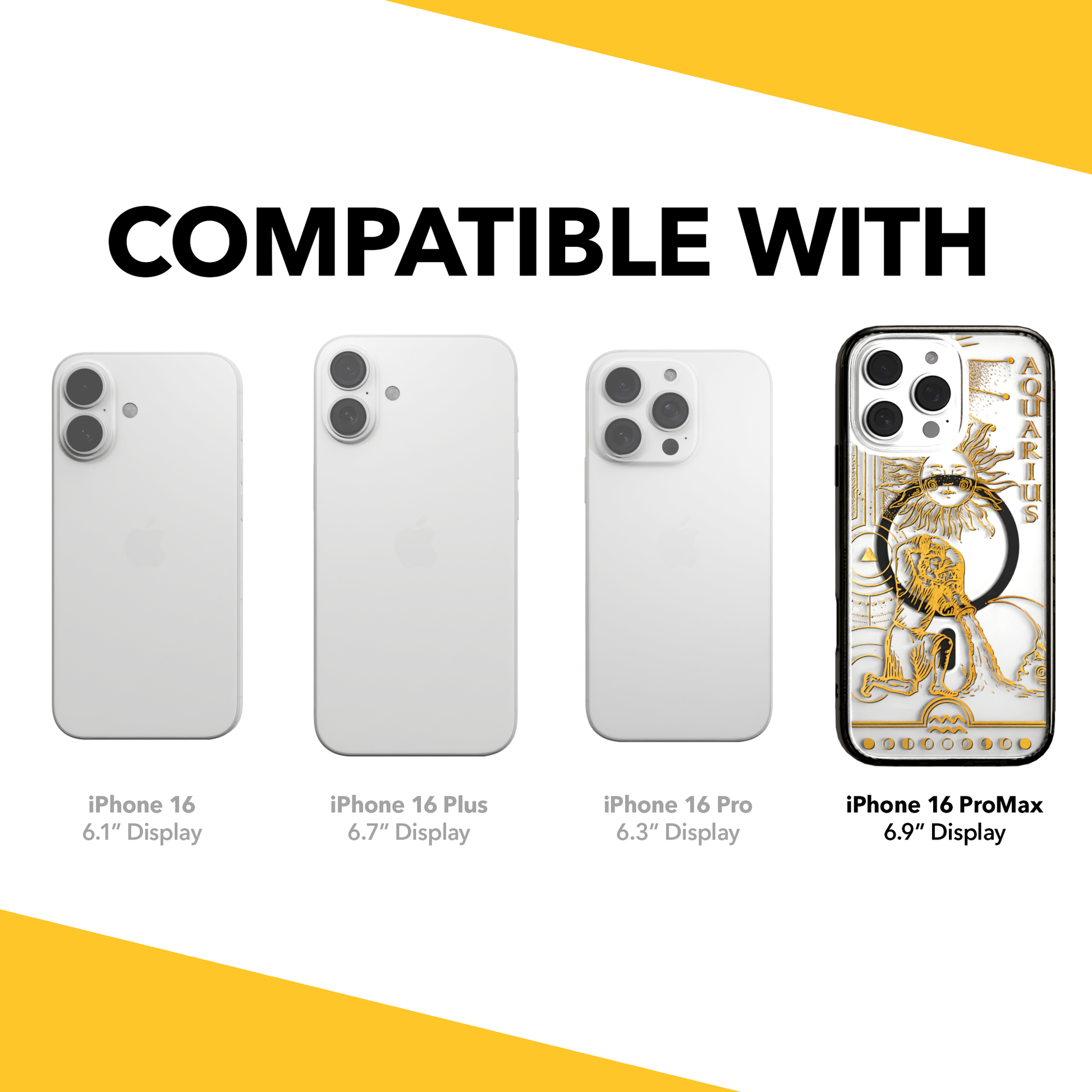 iPhone 16 Series | MagSafe | Zodiac Collection | Aquarius Aquarius Gold / iPhone 16 Pro Max / Black