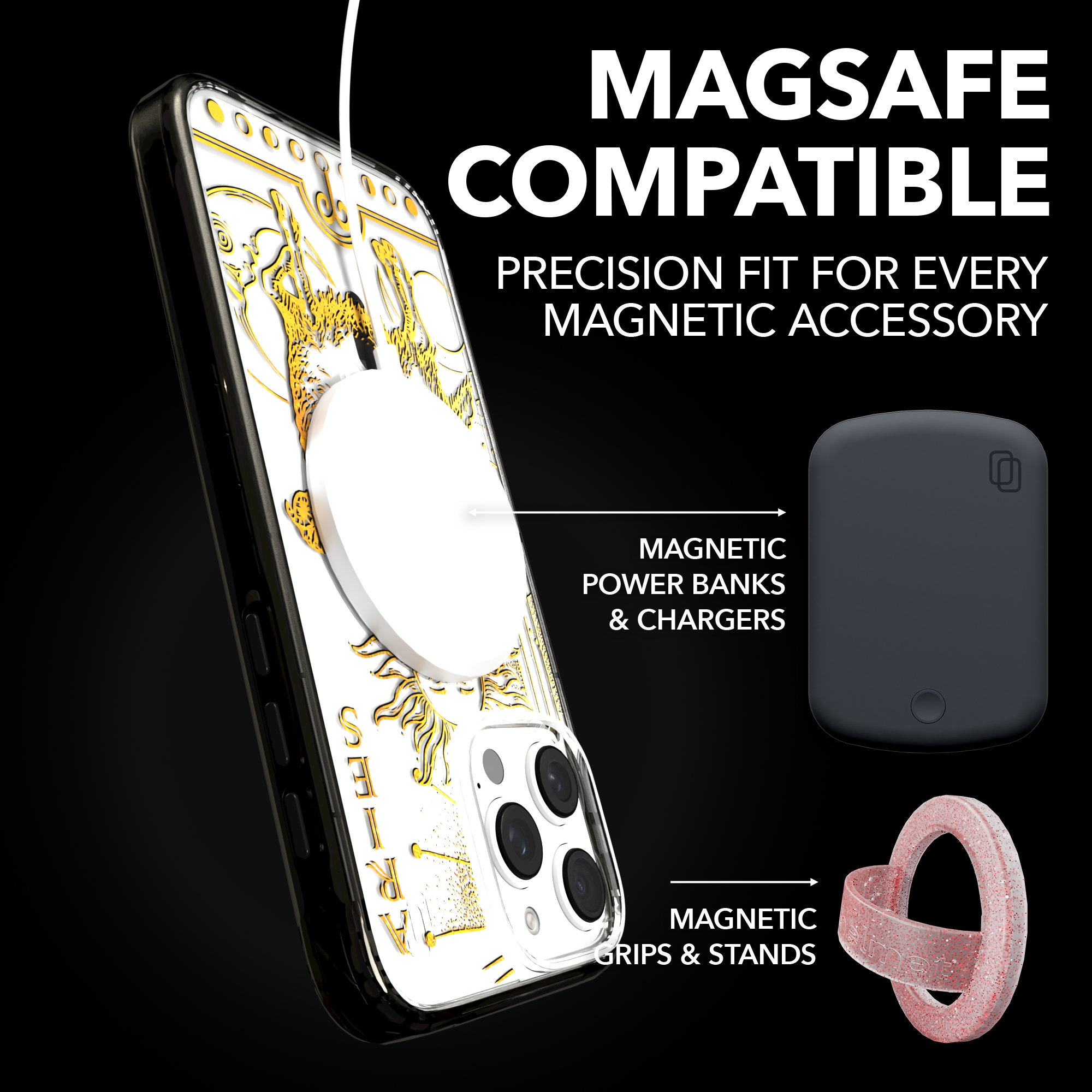 iPhone 16 Series | MagSafe | Zodiac Collection | Aries Aries Gold / iPhone 16 Pro Max / Black