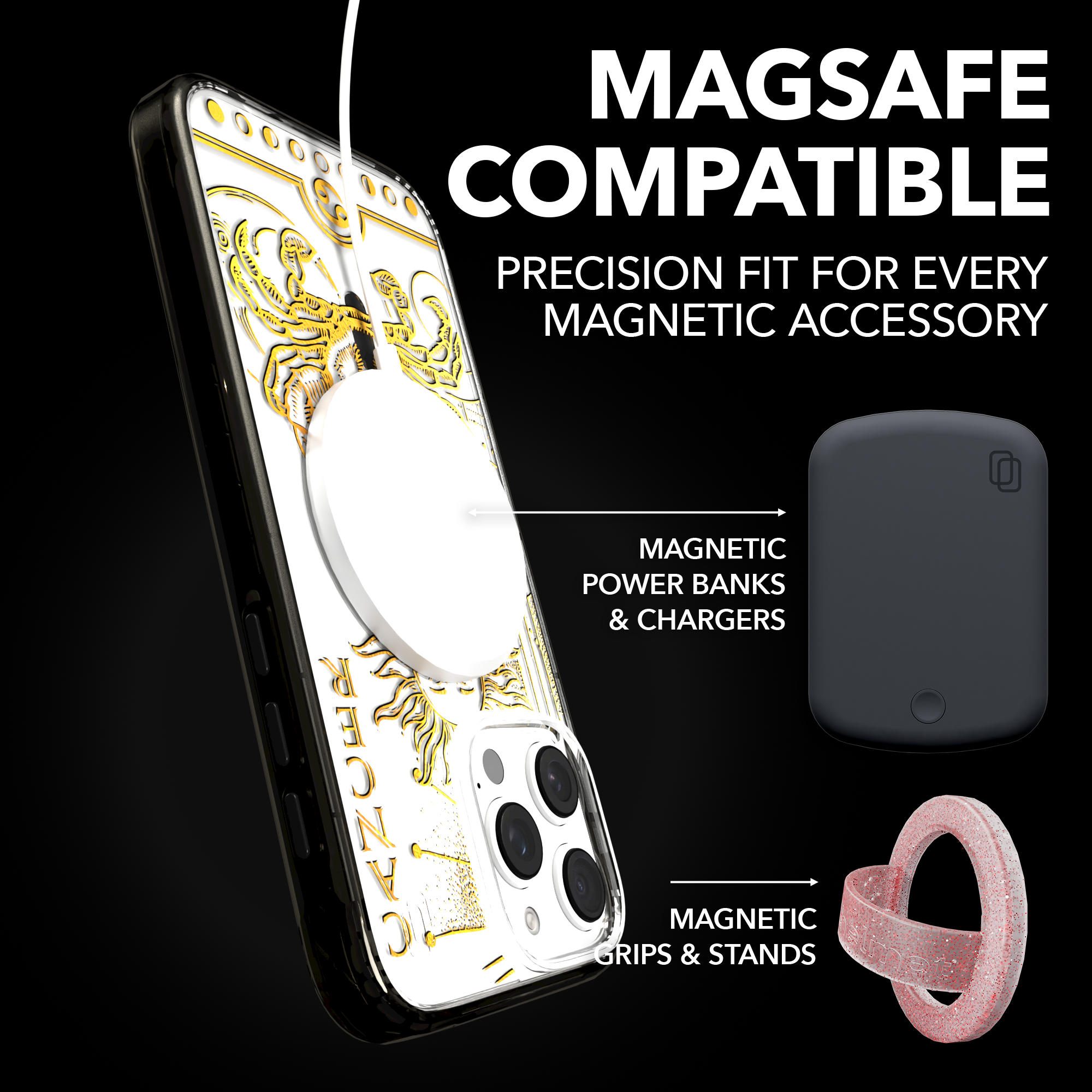 iPhone 16 Series | MagSafe | Zodiac Collection | Cancer Cancer Gold / iPhone 16 Pro Max / Black