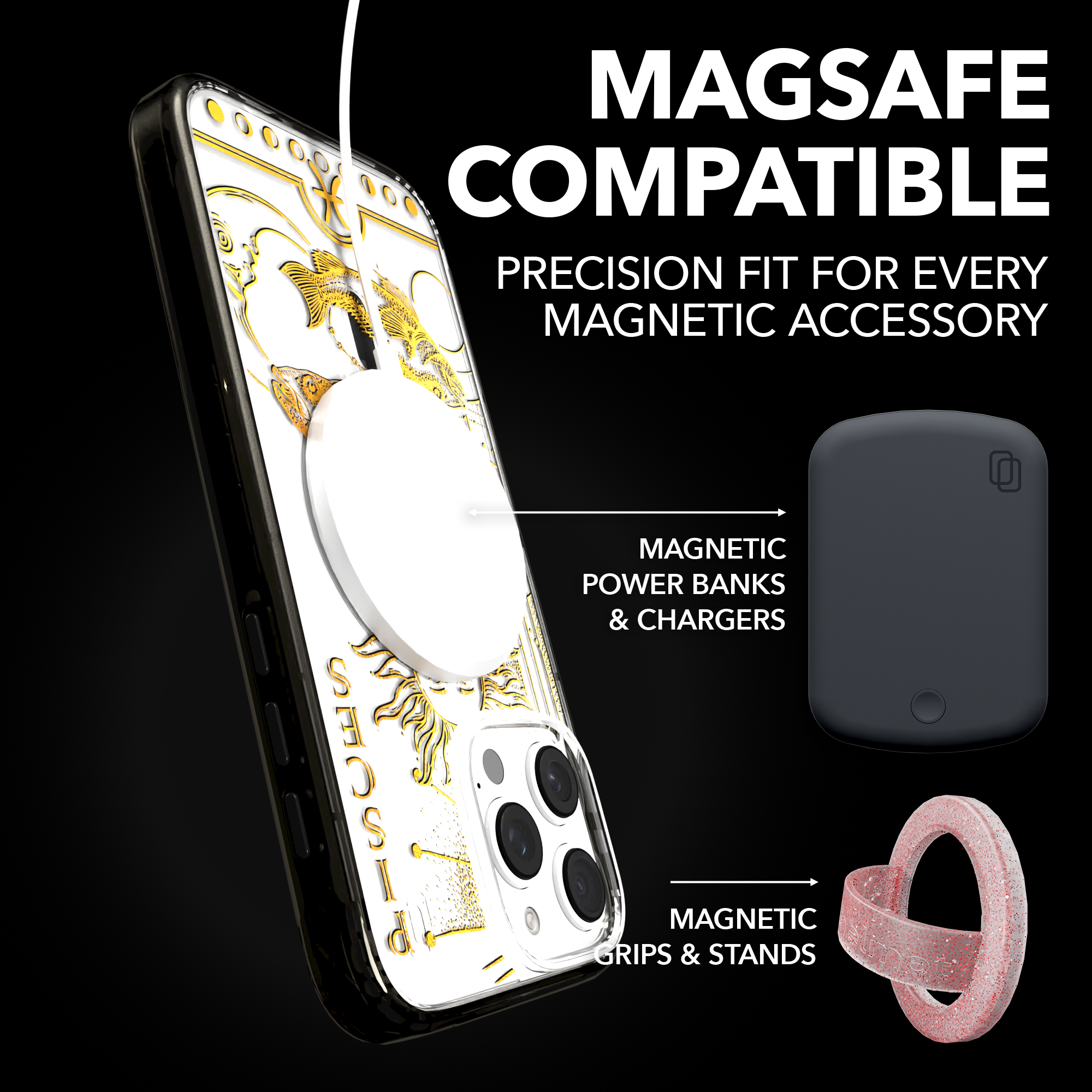iPhone 16 Series | MagSafe | Zodiac Collection | Pisces Pisces Gold / iPhone 16 Pro Max / Black