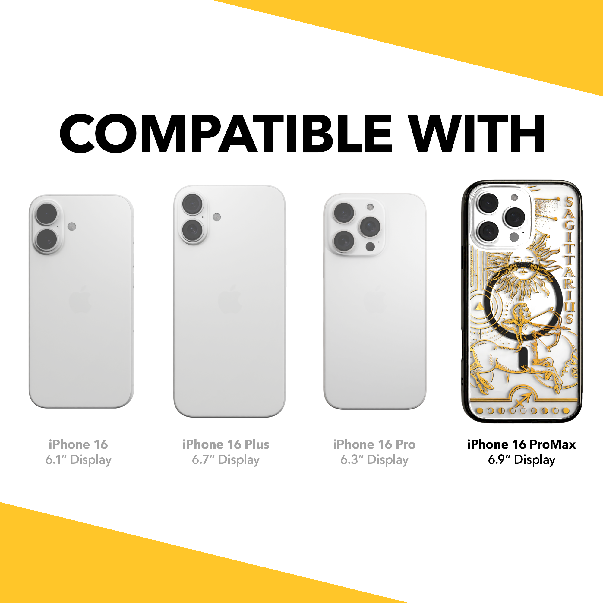 iPhone 16 Series | MagSafe | Zodiac Collection | Sagitarius Sagittarius Gold / iPhone 16 Pro Max / Black