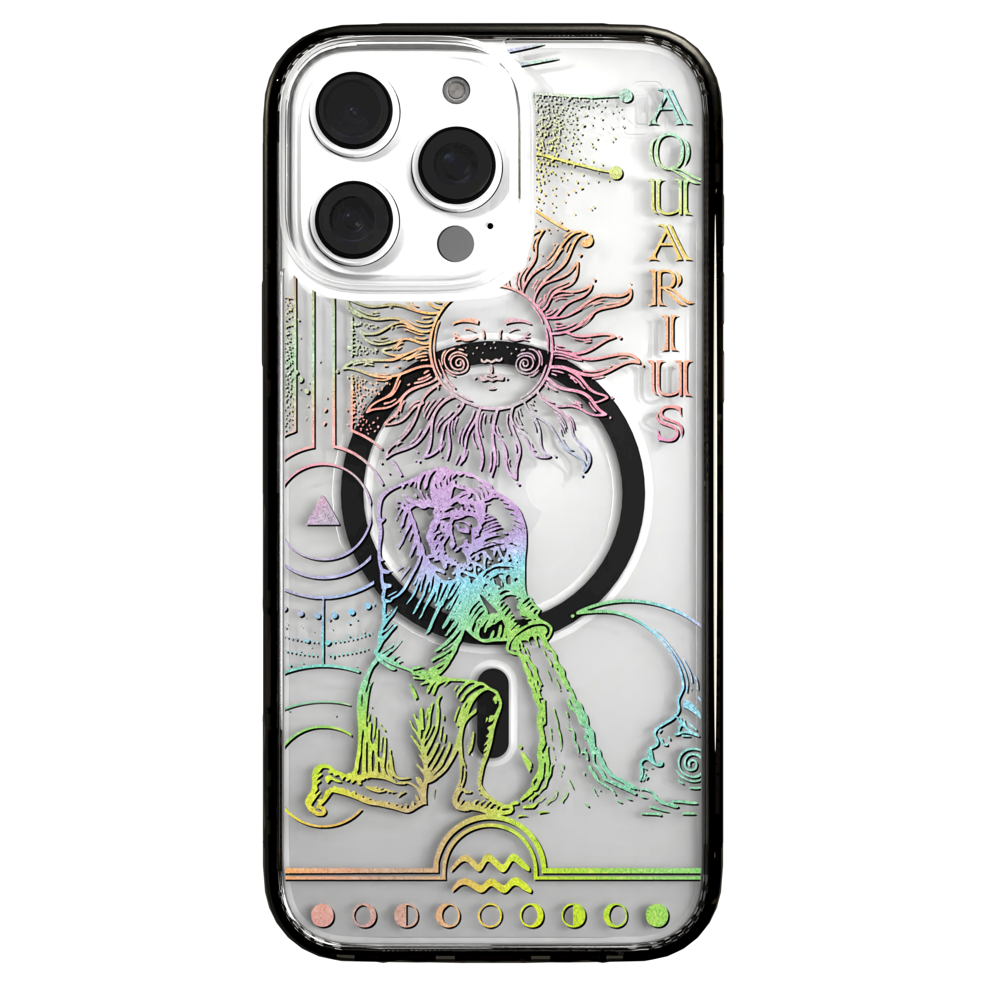iPhone 16 Series | MagSafe | Zodiac Collection | Aquarius Aquarius Rainbow / iPhone 16 Pro Max / Black