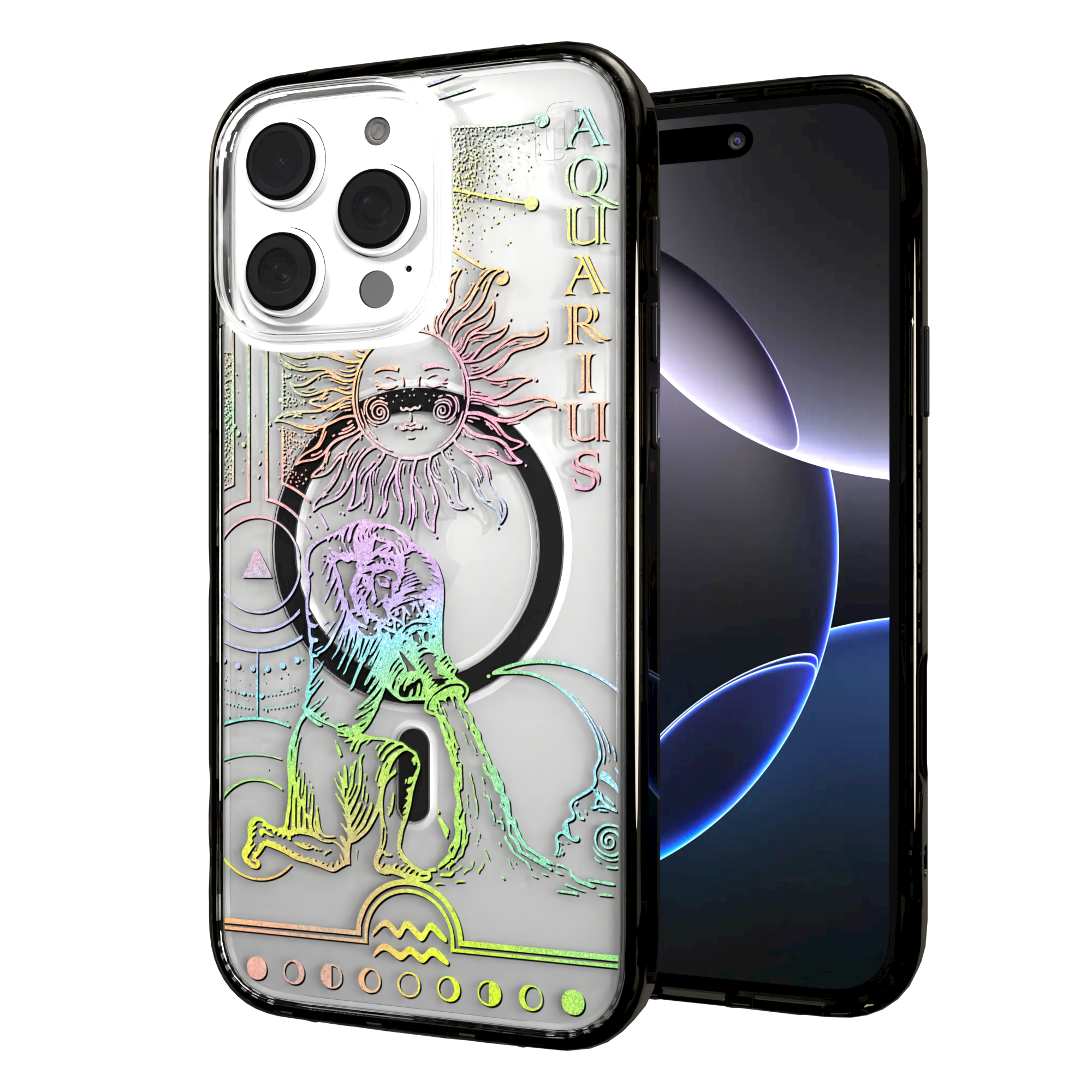 iPhone 16 Series | MagSafe | Zodiac Collection | Aquarius Aquarius Rainbow / iPhone 16 Pro Max / Black