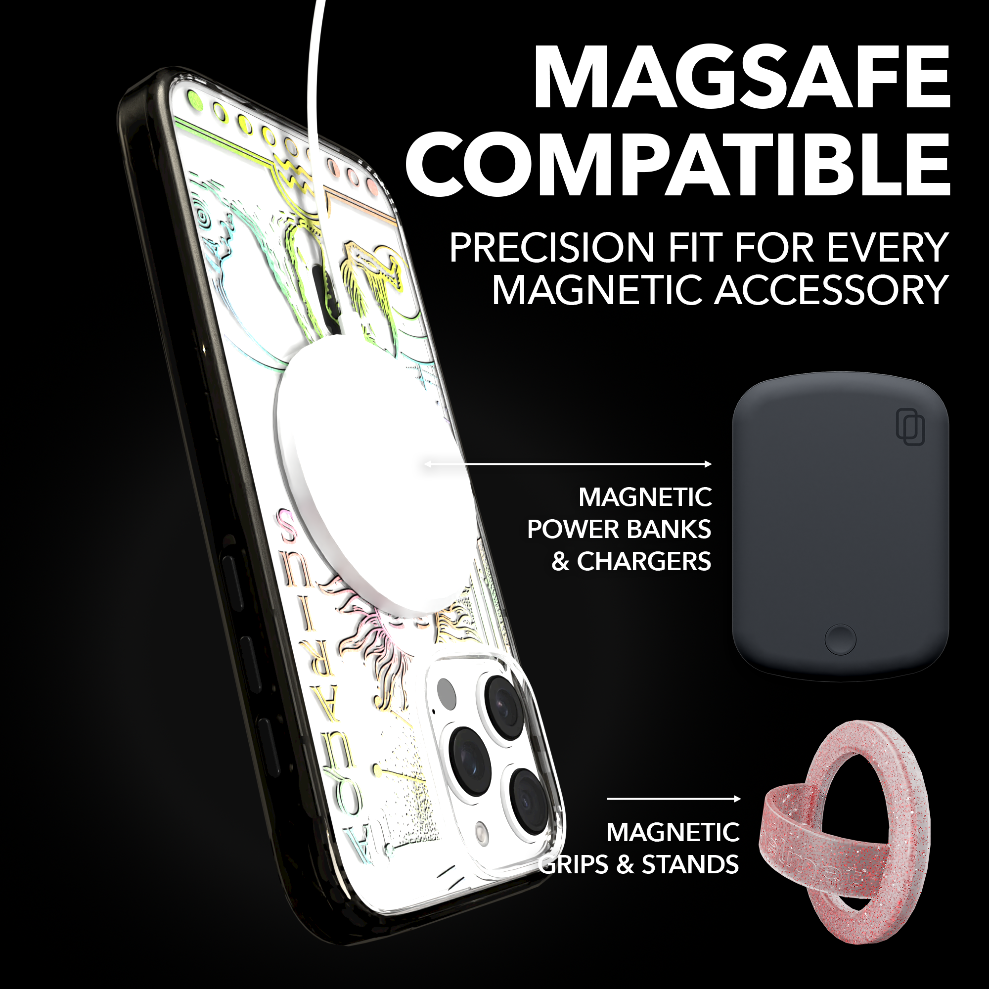 iPhone 16 Series | MagSafe | Zodiac Collection | Aquarius Aquarius Rainbow / iPhone 16 Pro Max / Black