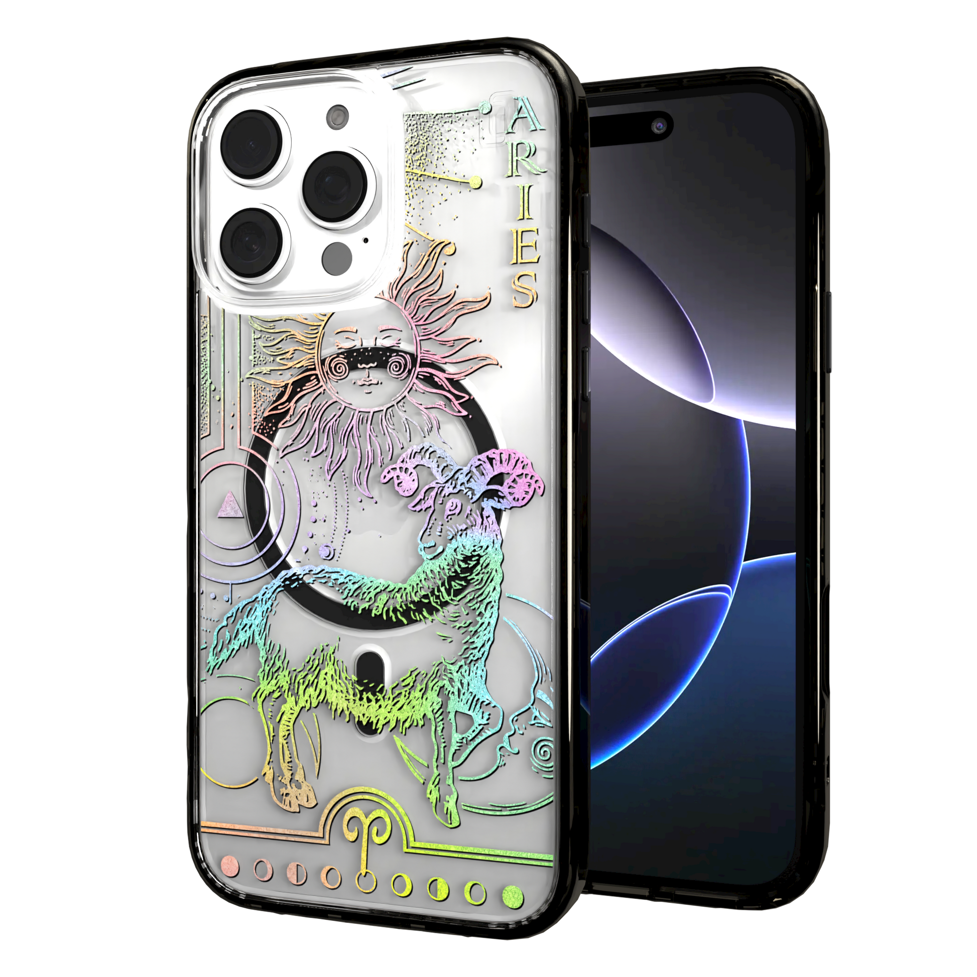 iPhone 16 Series | MagSafe | Zodiac Collection | Aries Aries Rainbow / iPhone 16 Pro Max / Black