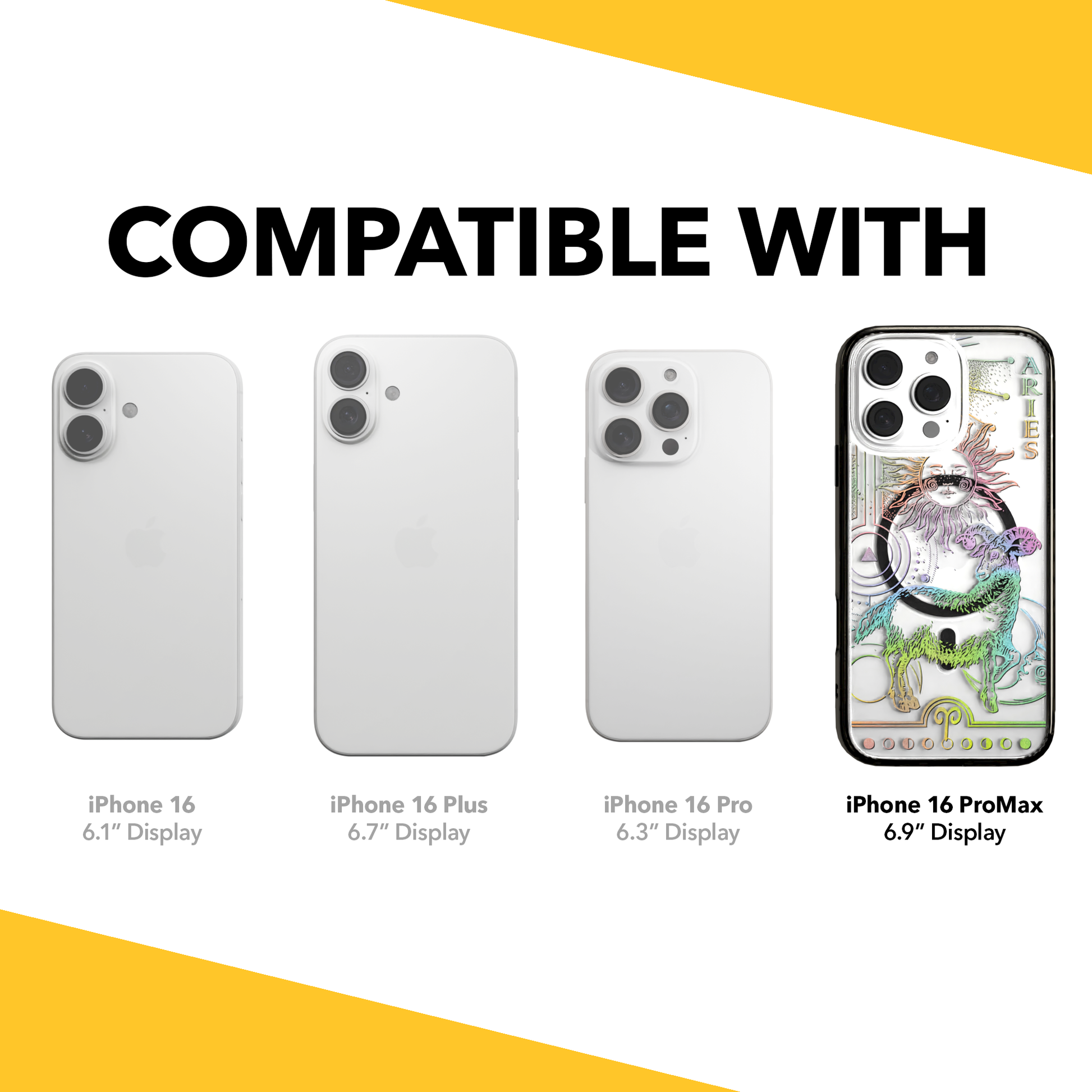 iPhone 16 Series | MagSafe | Zodiac Collection | Aries Aries Rainbow / iPhone 16 Pro Max / Black