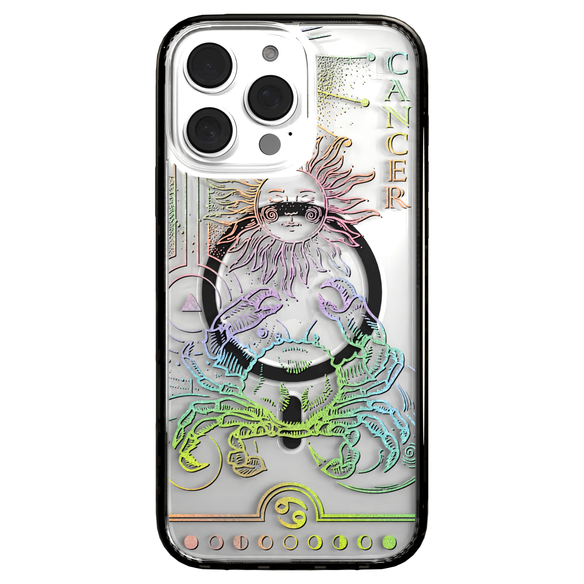 iPhone 16 Series | MagSafe | Zodiac Collection | Cancer Cancer Rainbow / iPhone 16 Pro Max / Black