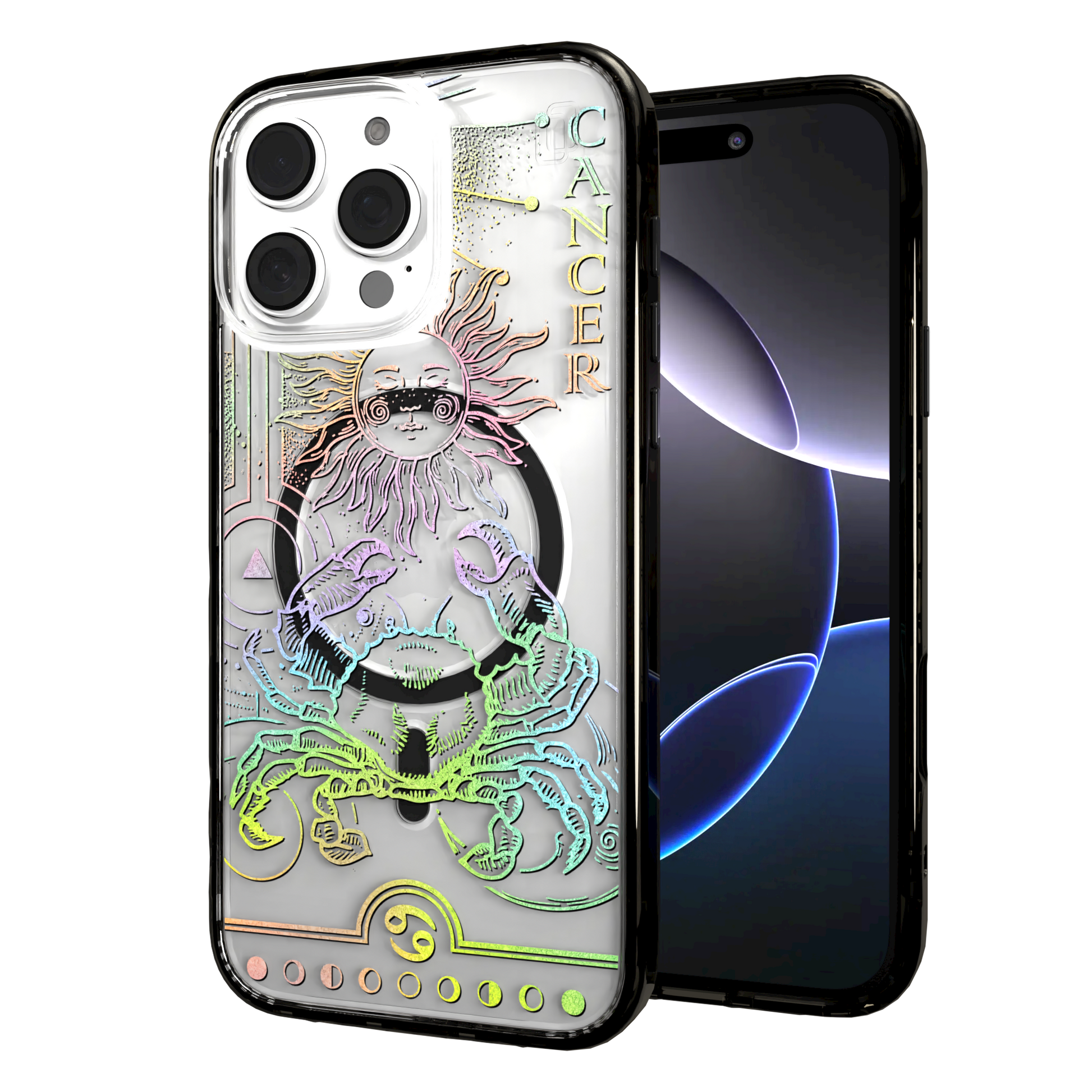 iPhone 16 Series | MagSafe | Zodiac Collection | Cancer Cancer Rainbow / iPhone 16 Pro Max / Black