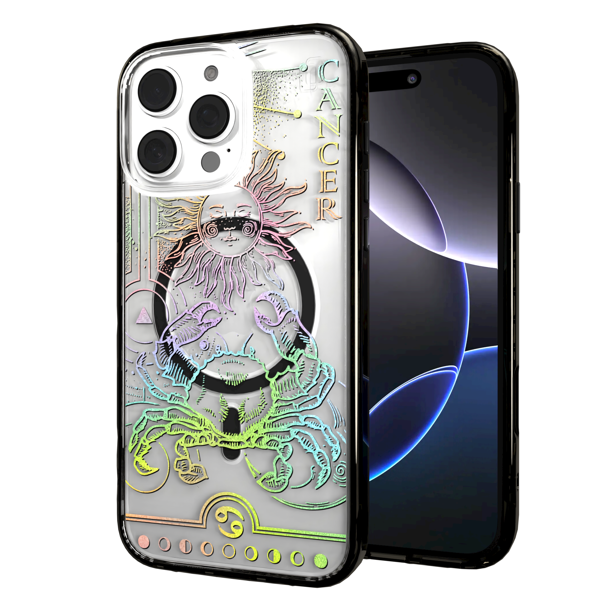 iPhone 16 Series | MagSafe | Zodiac Collection | Cancer Cancer Rainbow / iPhone 16 Pro Max / Black