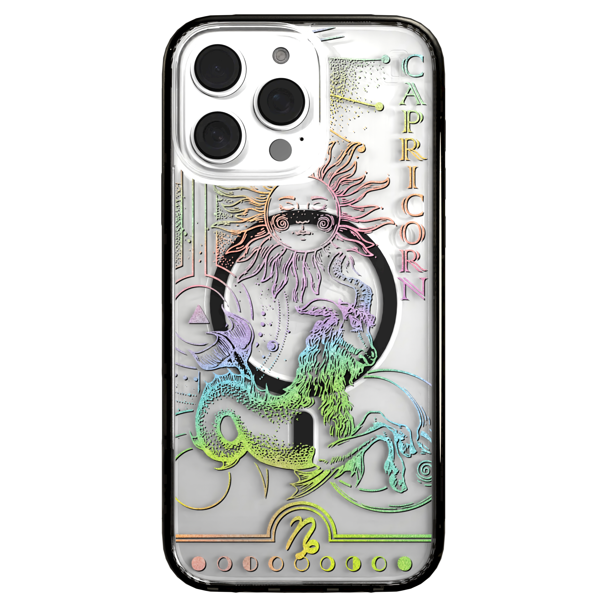 iPhone 16 Series | MagSafe | Zodiac Collection |Capricorn Capricorn Rainbow / iPhone 16 Pro Max / Black