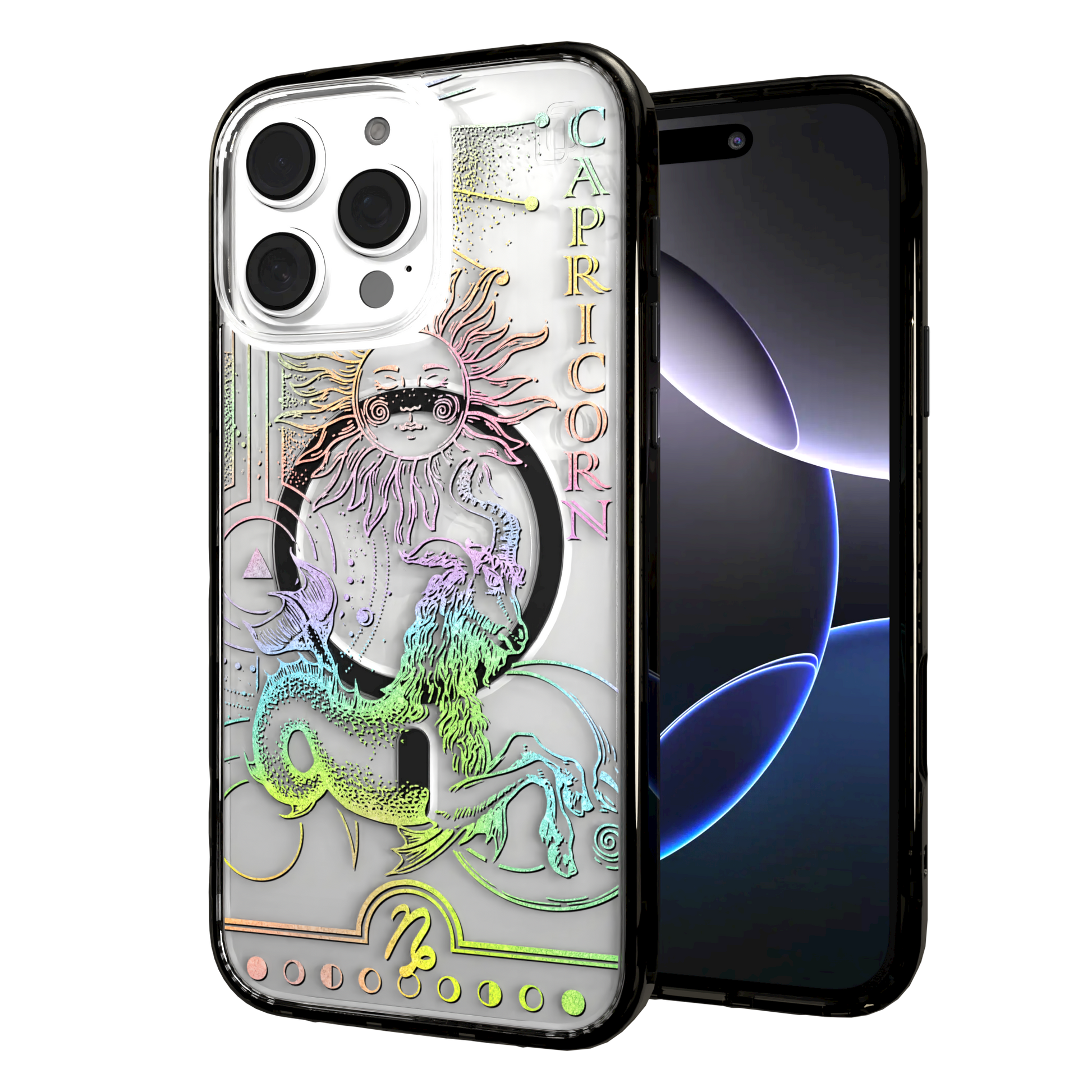 iPhone 16 Series | MagSafe | Zodiac Collection |Capricorn Capricorn Rainbow / iPhone 16 Pro Max / Black
