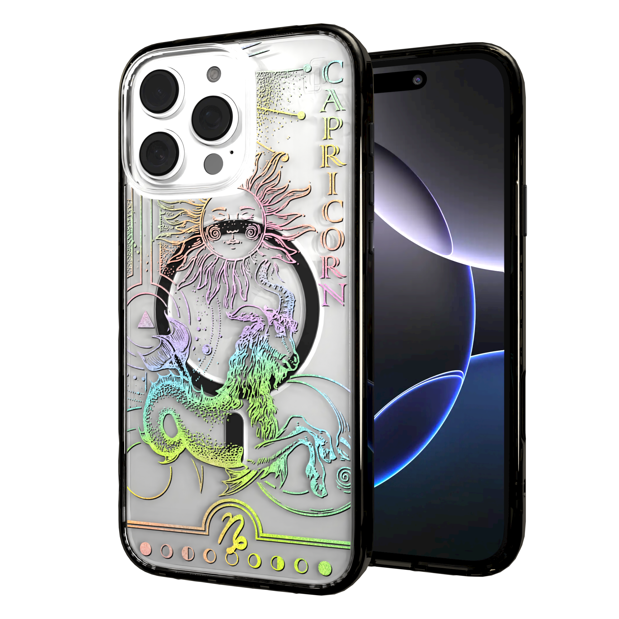 iPhone 16 Series | MagSafe | Zodiac Collection |Capricorn Capricorn Rainbow / iPhone 16 Pro Max / Black