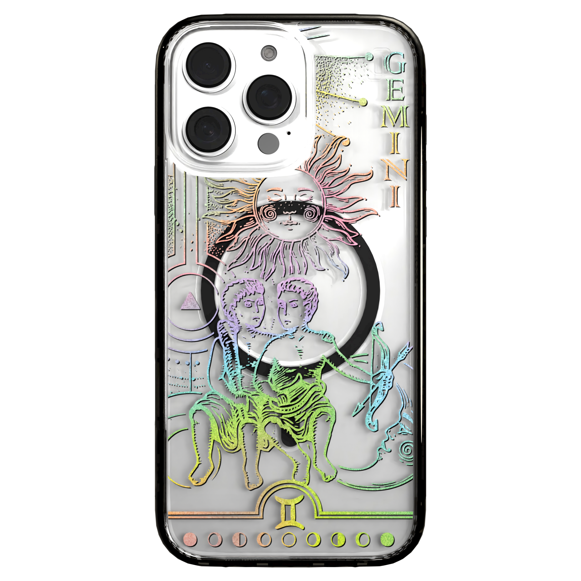 iPhone 16 Series | MagSafe | Zodiac Collection | Gemini Gemini Rainbow / iPhone 16 Pro Max / Black