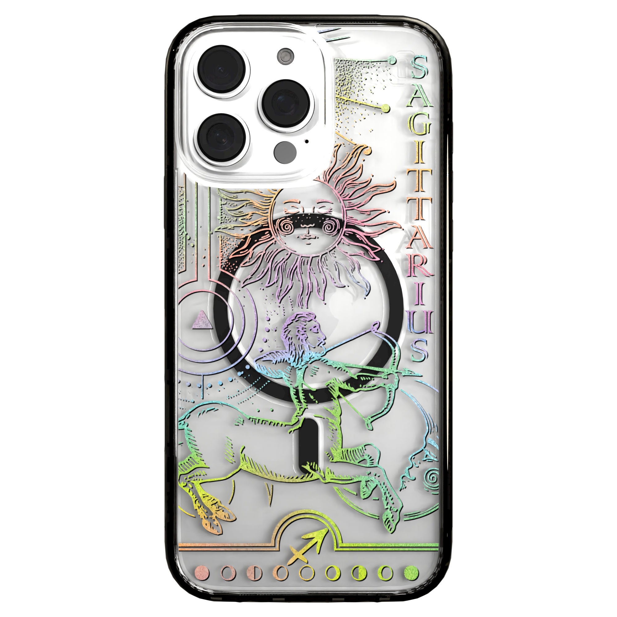 iPhone 16 Series | MagSafe | Zodiac Collection | Sagitarius Sagittarius Rainbow / iPhone 16 Pro Max / Black