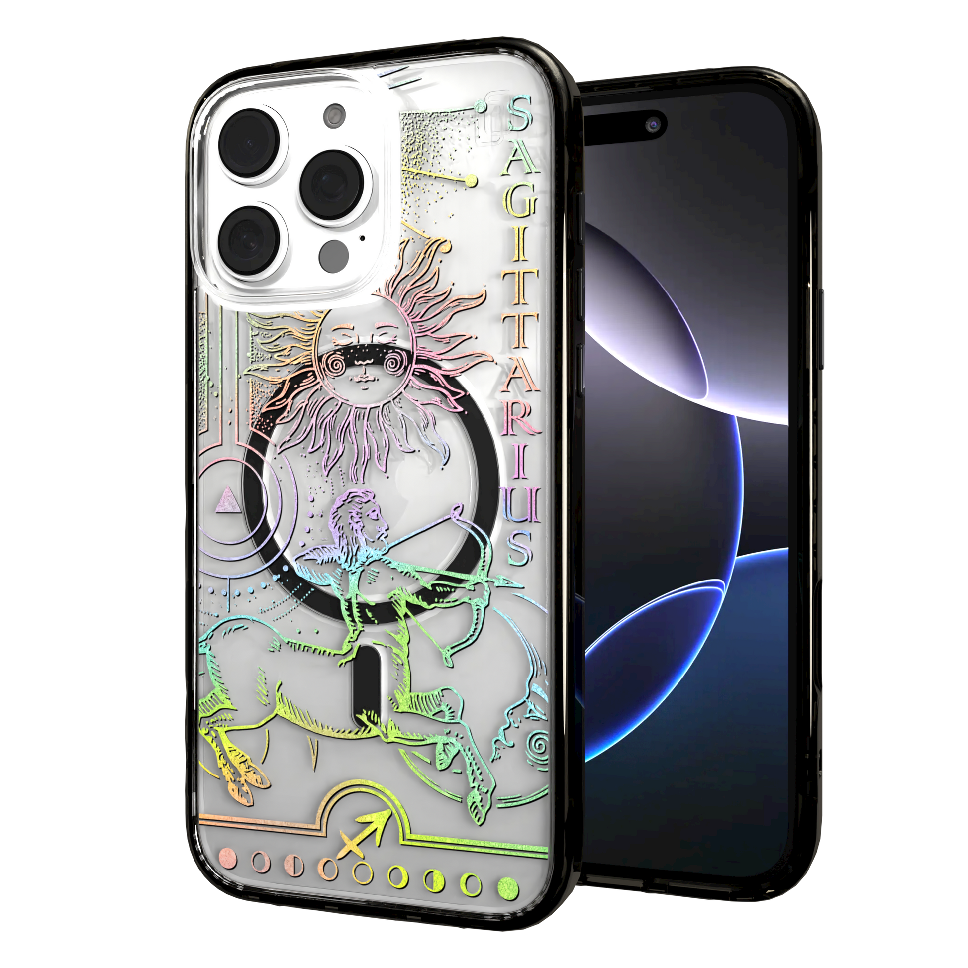 iPhone 16 Series | MagSafe | Zodiac Collection | Sagitarius Sagittarius Rainbow / iPhone 16 Pro Max / Black