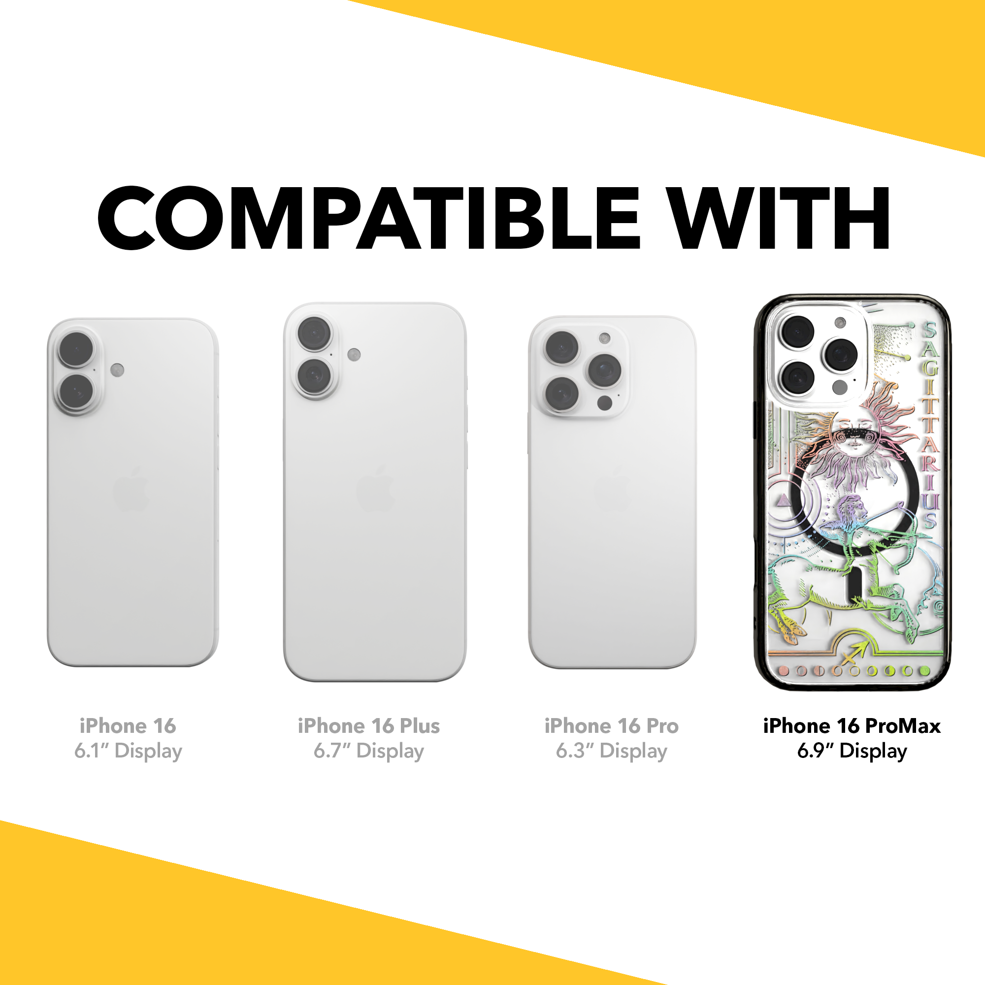 iPhone 16 Series | MagSafe | Zodiac Collection | Sagitarius Sagittarius Rainbow / iPhone 16 Pro Max / Black