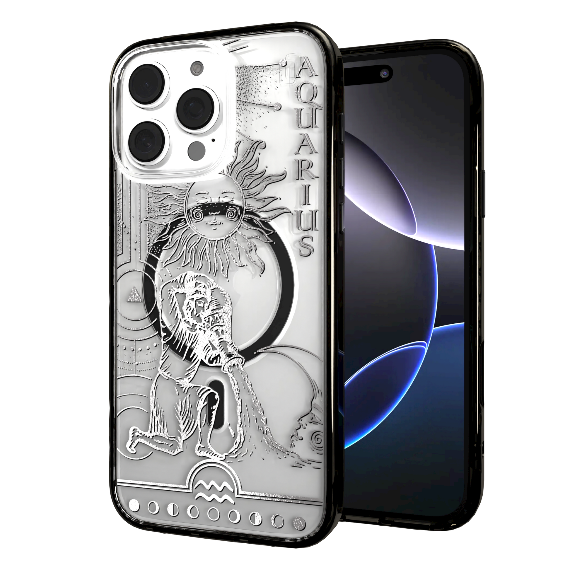 iPhone 16 Series | MagSafe | Zodiac Collection | Aquarius Aquarius Silver / iPhone 16 Pro Max / Black