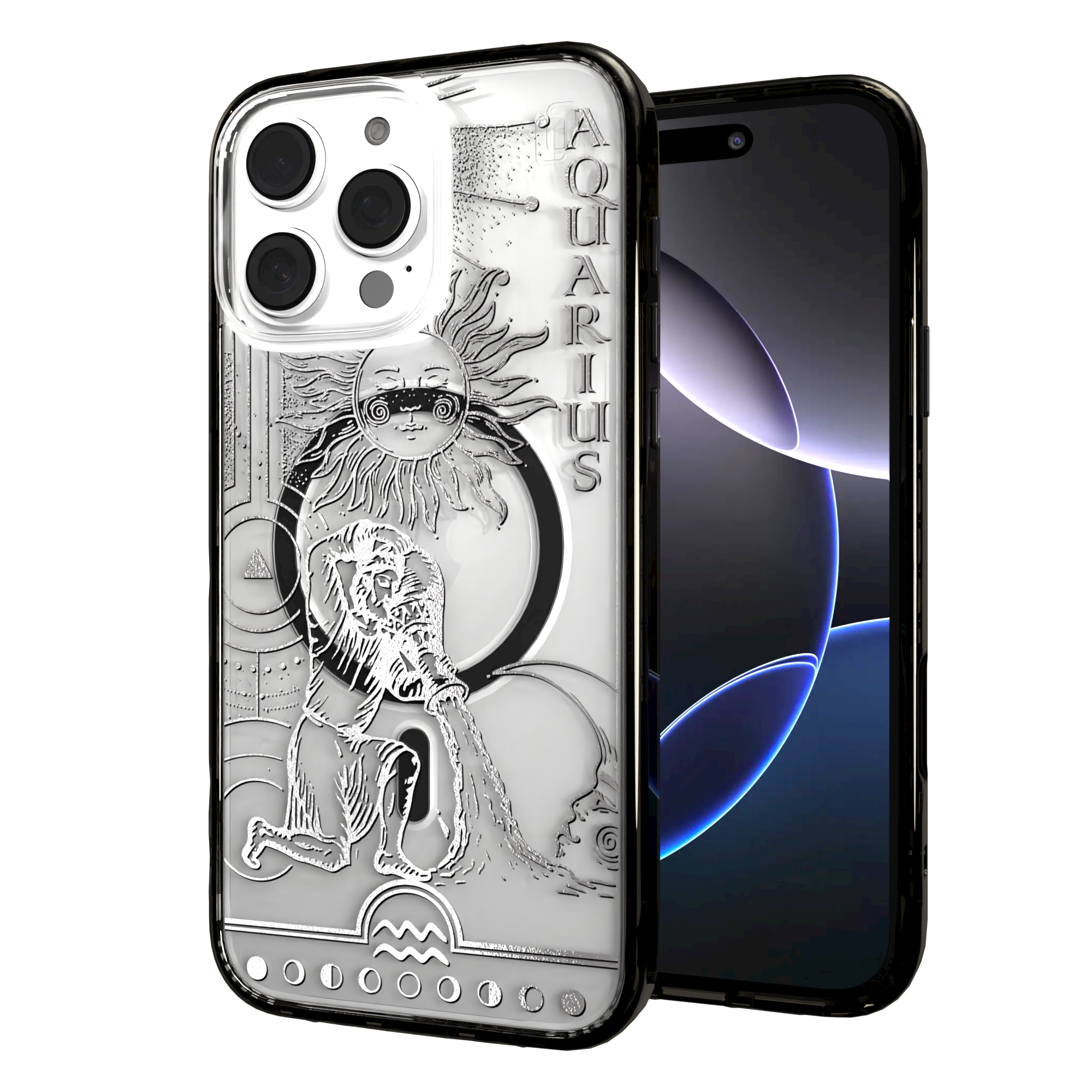 iPhone 16 Series | MagSafe | Zodiac Collection | Aquarius Aquarius Silver / iPhone 16 Pro Max / Black