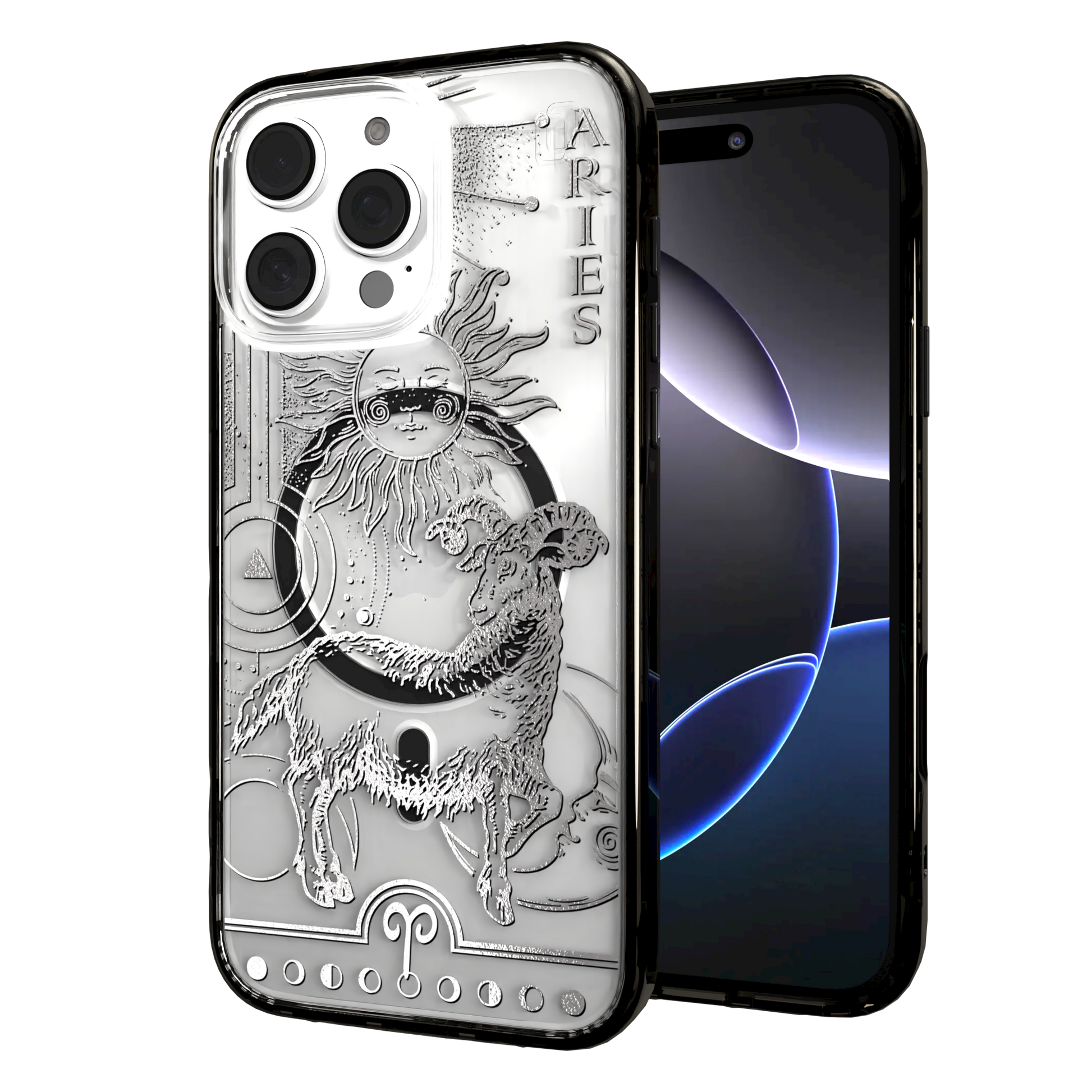 iPhone 16 Series | MagSafe | Zodiac Collection | Aries Aries Silver / iPhone 16 Pro Max / Black