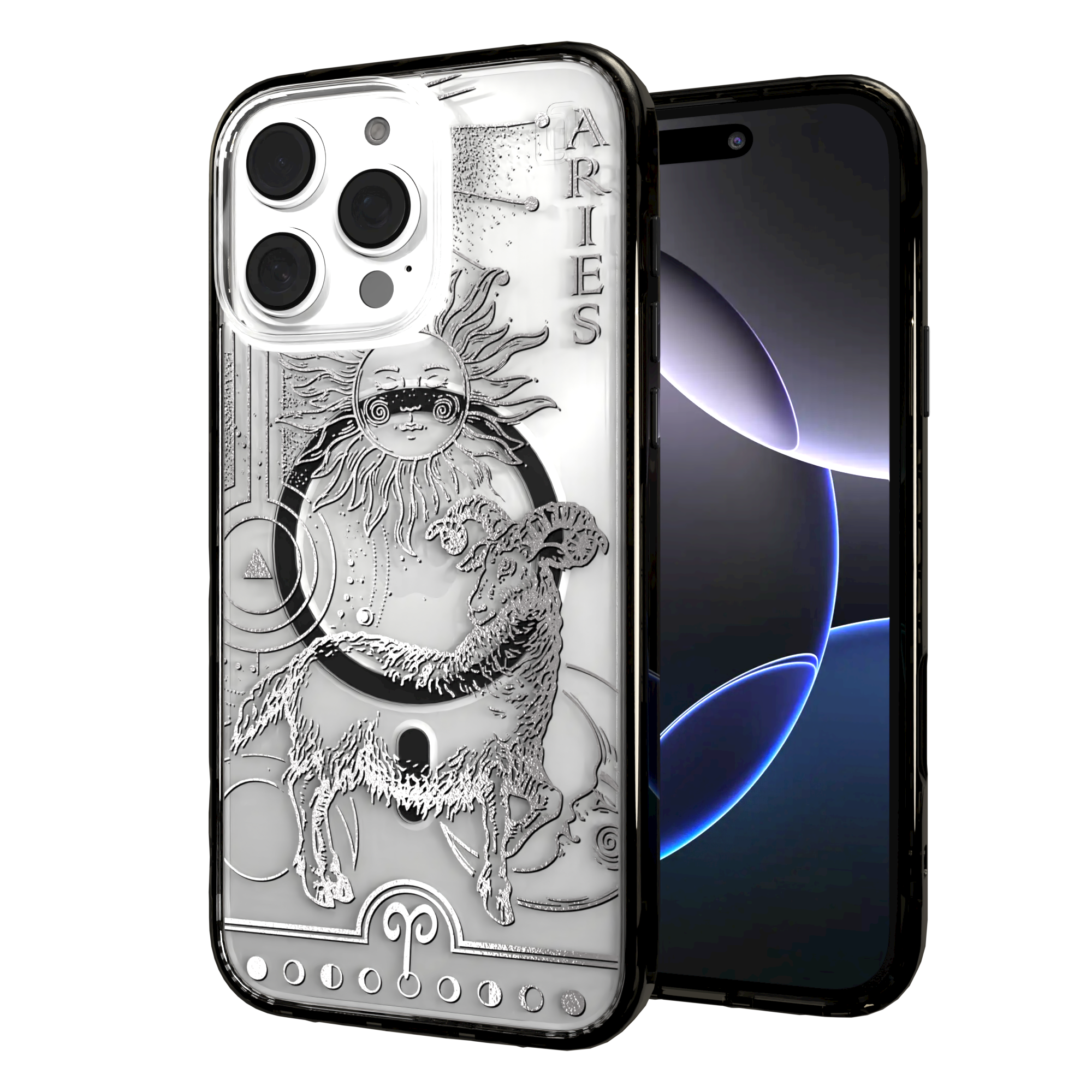iPhone 16 Series | MagSafe | Zodiac Collection | Aries Aries Silver / iPhone 16 Pro Max / Black