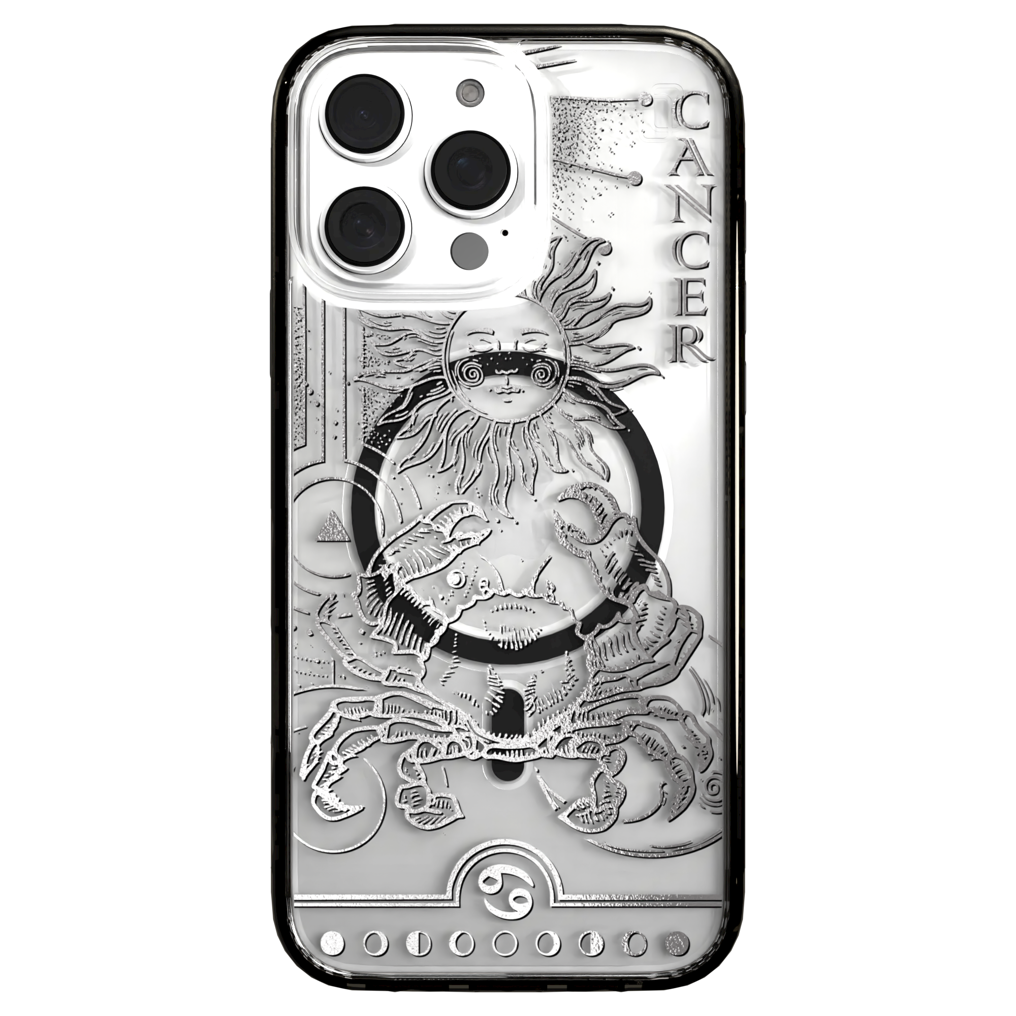 iPhone 16 Series | MagSafe | Zodiac Collection | Cancer Cancer Silver / iPhone 16 Pro Max / Black