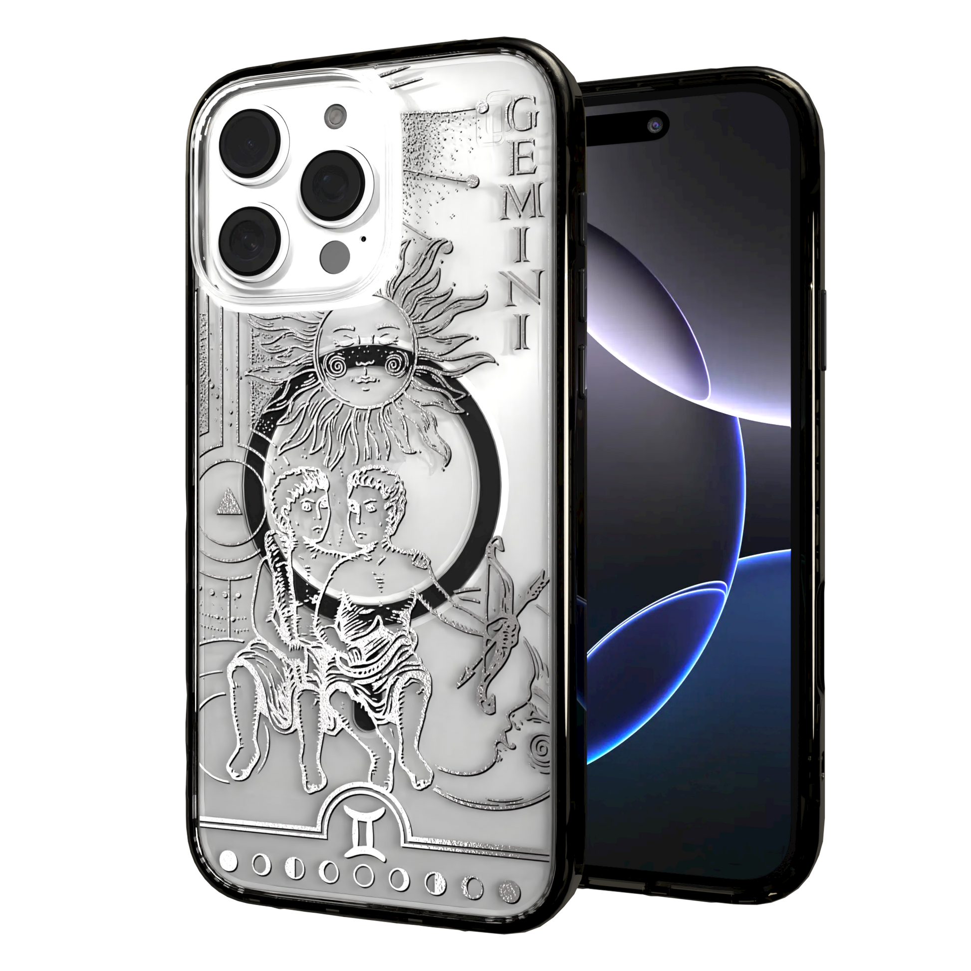 iPhone 16 Series | MagSafe | Zodiac Collection | Gemini Gemini Silver / iPhone 16 Pro Max / Black