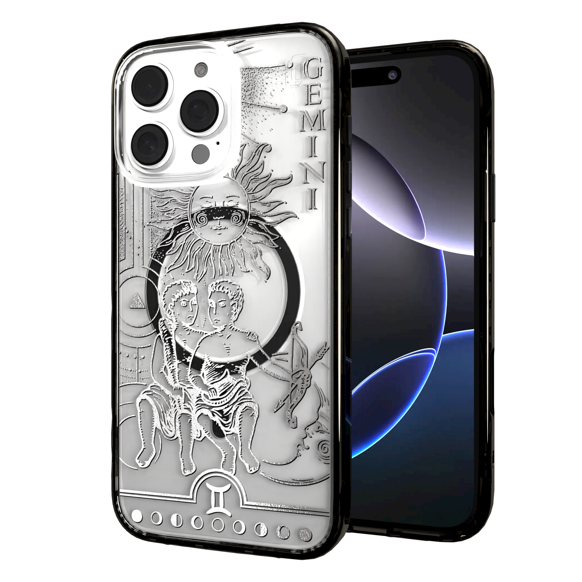 iPhone 16 Series | MagSafe | Zodiac Collection | Gemini Gemini Silver / iPhone 16 Pro Max / Black