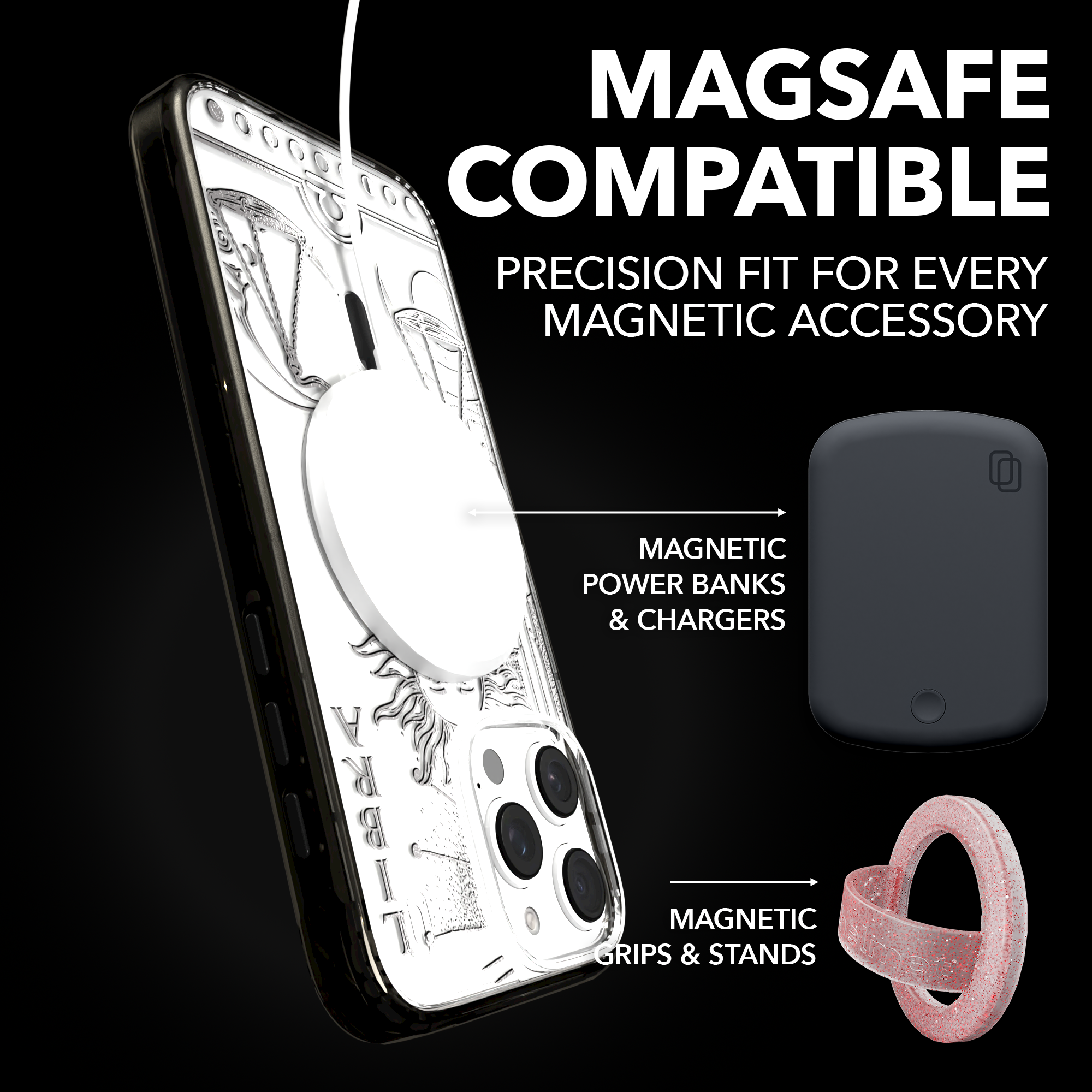 iPhone 16 Series | MagSafe | Zodiac Collection | Libra Libra Silver / iPhone 16 Pro Max / Black