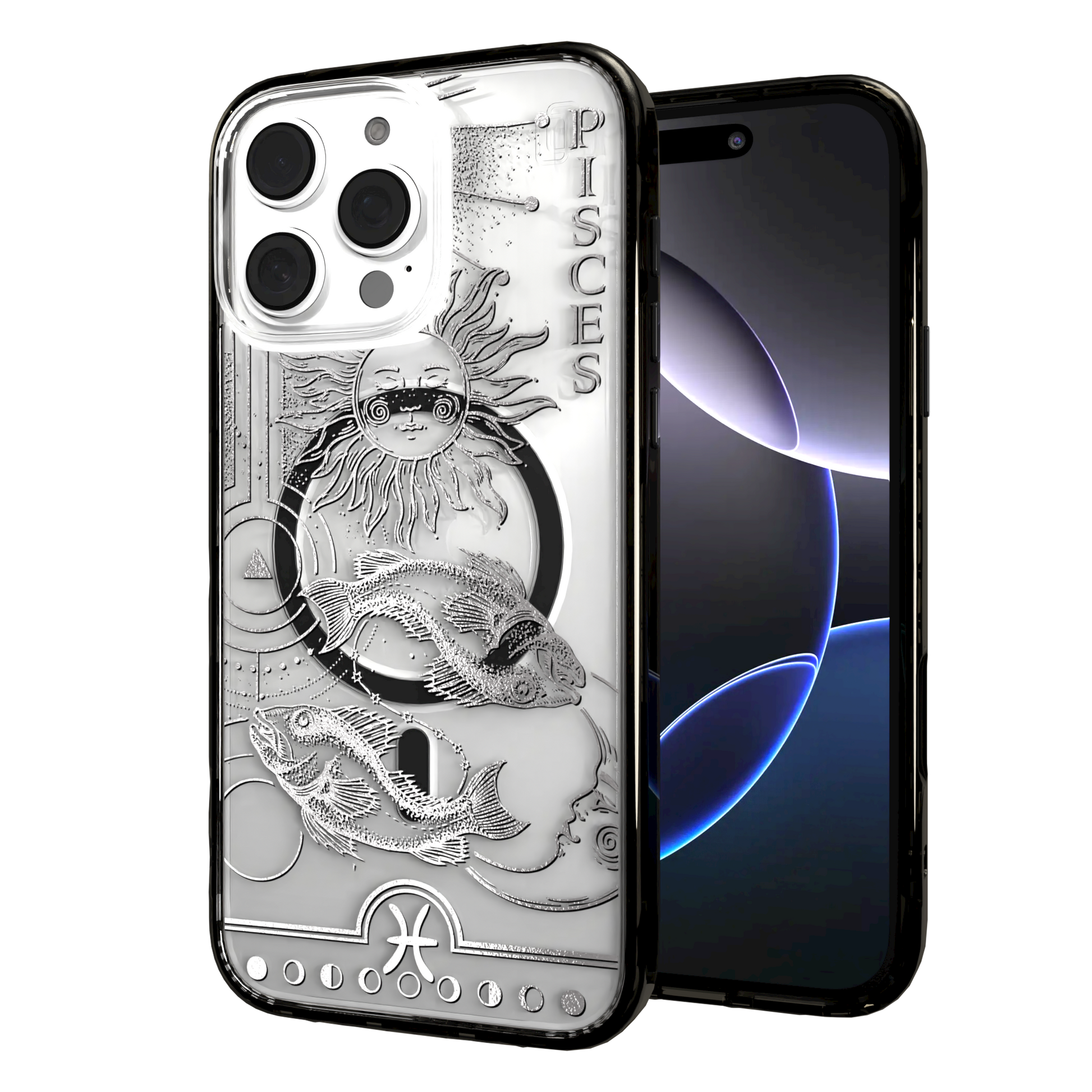iPhone 16 Series | MagSafe | Zodiac Collection | Pisces Pisces Silver / iPhone 16 Pro Max / Black