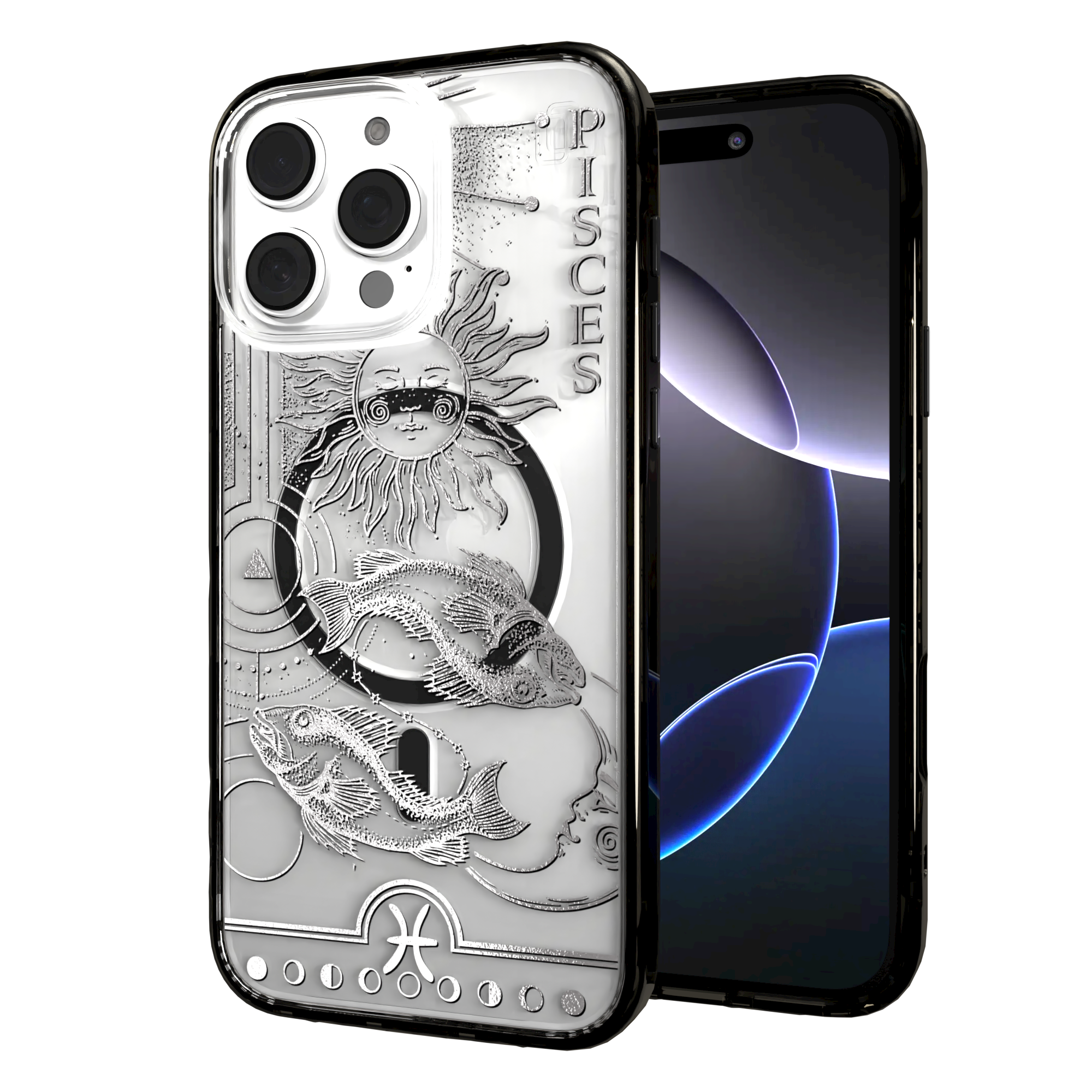 iPhone 16 Series | MagSafe | Zodiac Collection | Pisces Pisces Silver / iPhone 16 Pro Max / Black
