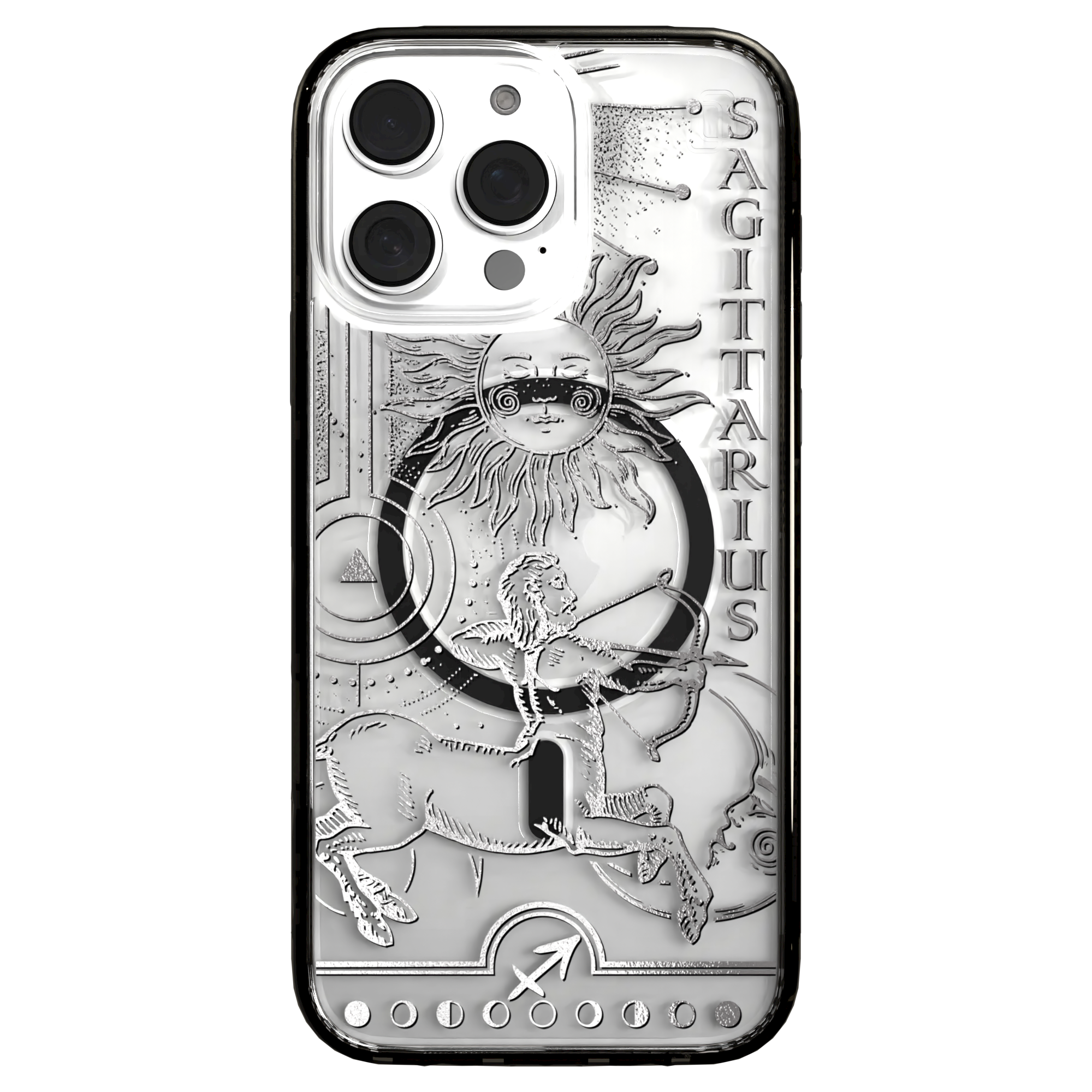 iPhone 16 Series | MagSafe | Zodiac Collection | Sagitarius Sagittarius Silver / iPhone 16 Pro Max / Black