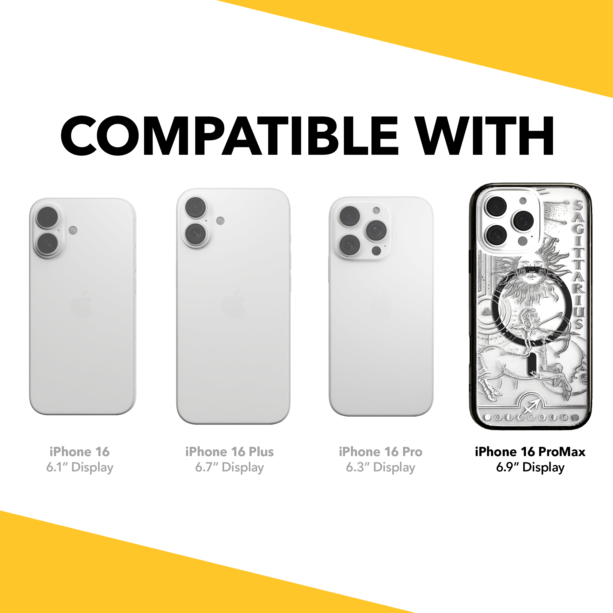 iPhone 16 Series | MagSafe | Zodiac Collection | Sagitarius Sagittarius Silver / iPhone 16 Pro Max / Black
