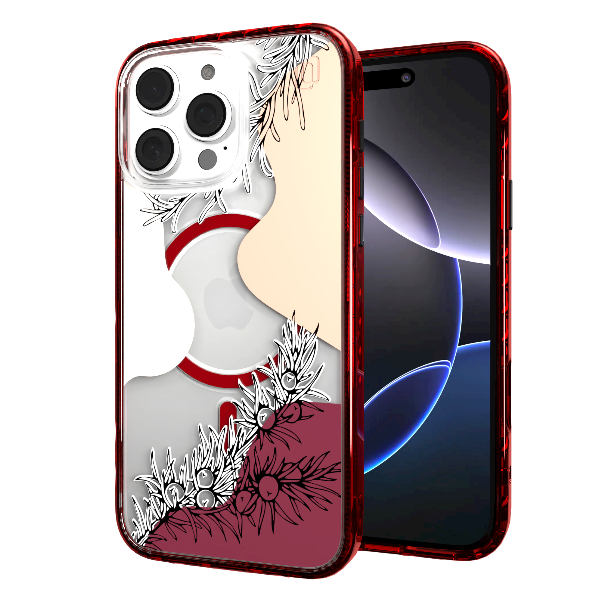 iPhone 16 Series | MagSafe | Botanical Fusion Abstract Case | Red Summer Skies
