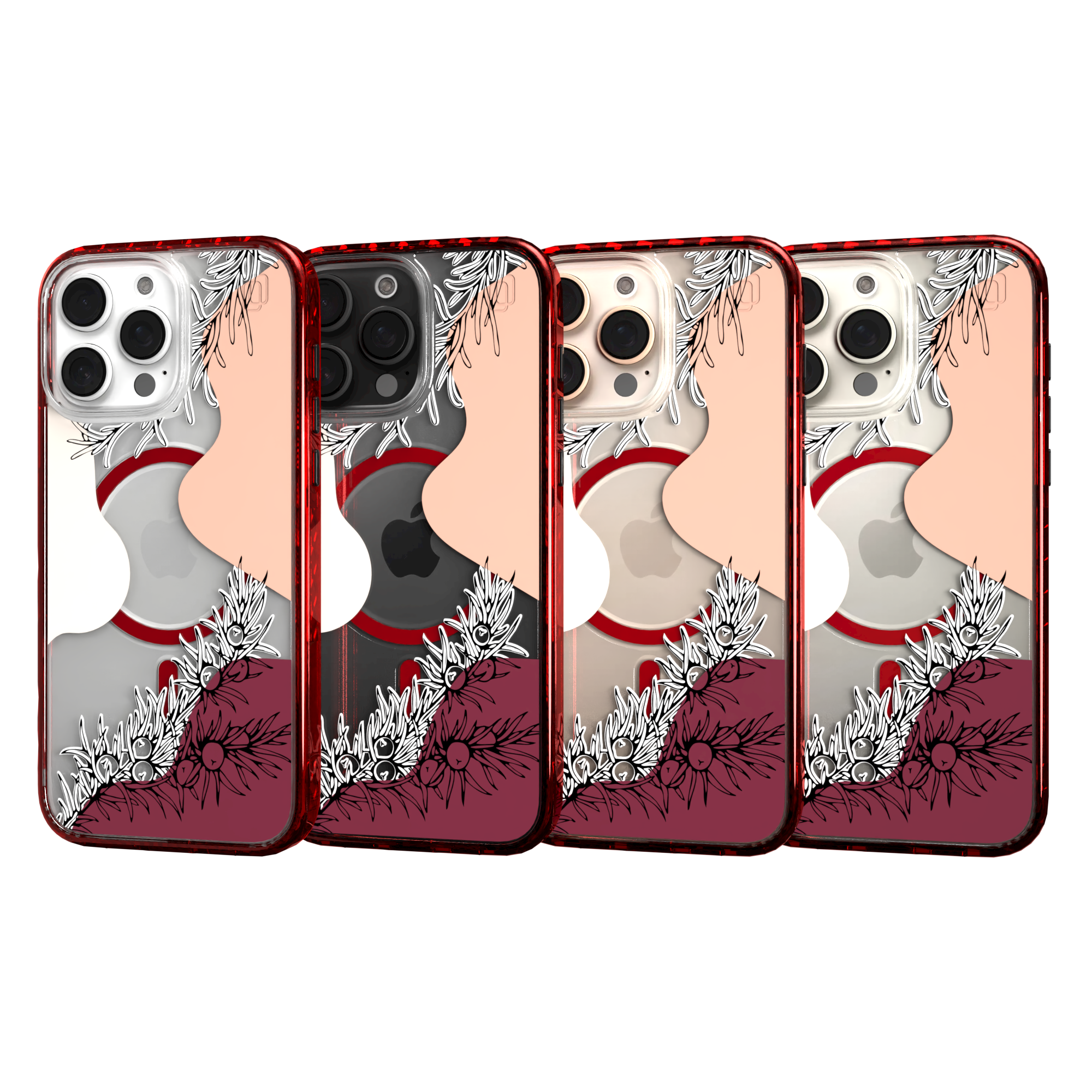iPhone 16 Series | MagSafe | Botanical Fusion Abstract Case | Red Summer Skies