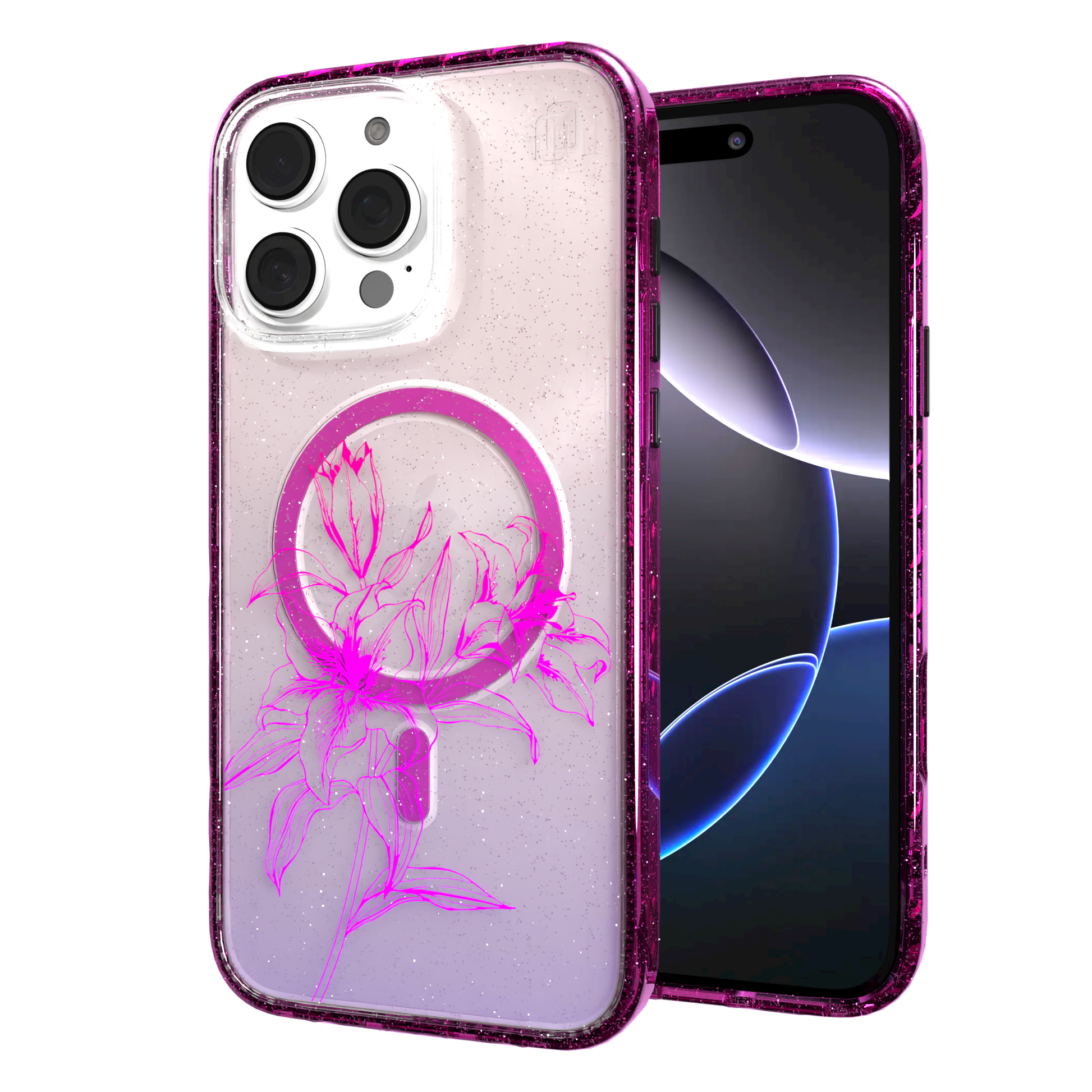 iPhone 16 Series | MagSafe | Ombre Bouquet Case Collection | Pink & Purple Prism Pink Prism / iPhone 16 Pro Max / Red