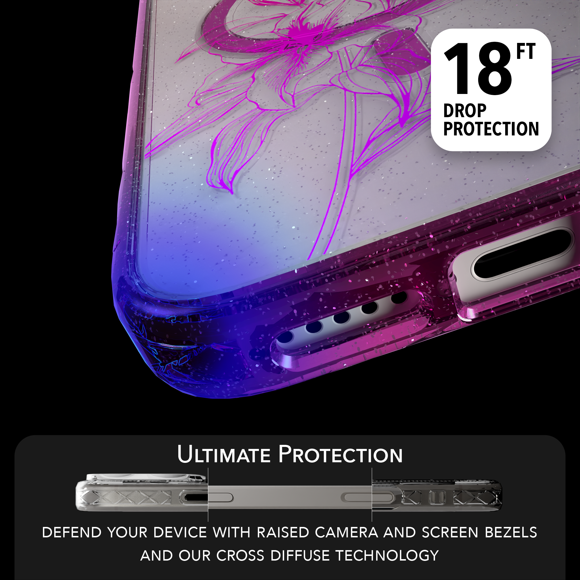 iPhone 16 Series | MagSafe | Ombre Bouquet Case Collection | Pink & Purple Prism Pink Prism / iPhone 16 Pro Max / Red
