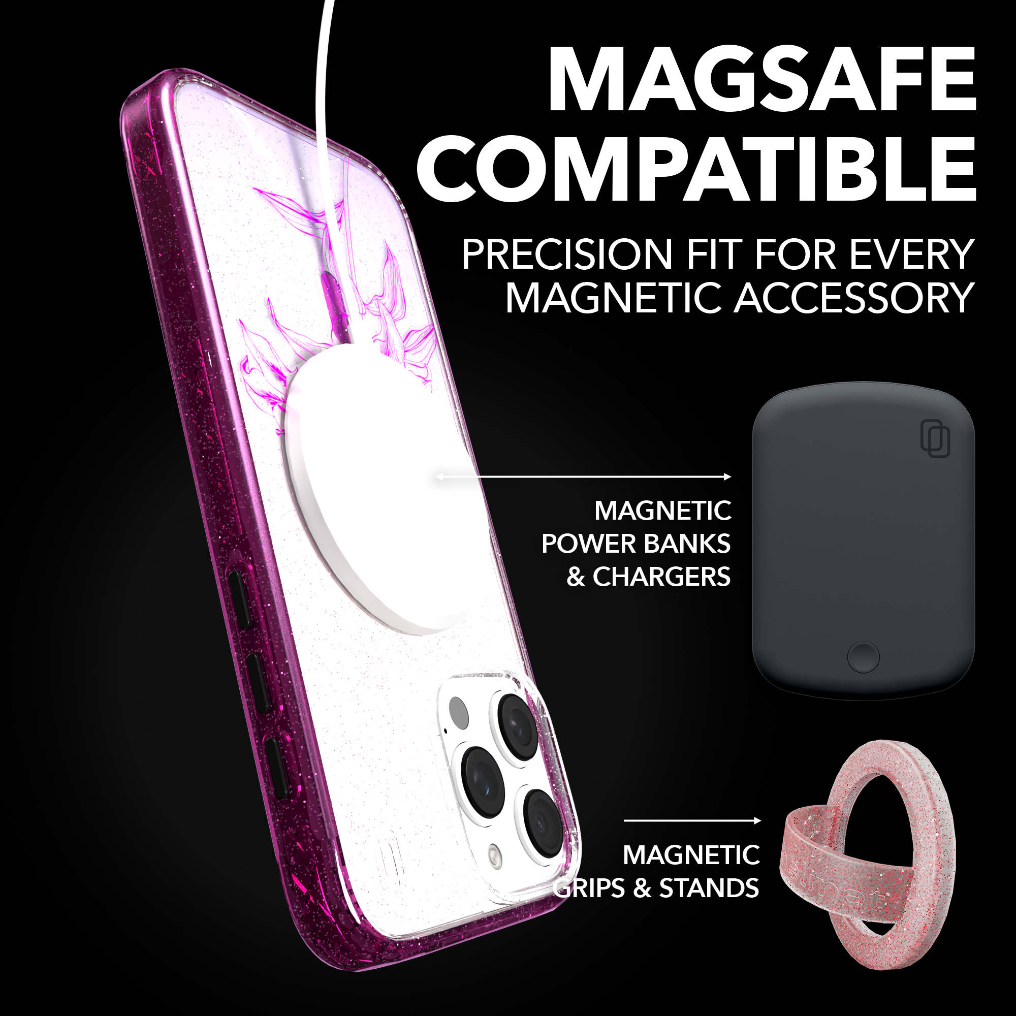 iPhone 16 Series | MagSafe | Ombre Bouquet Case Collection | Pink & Purple Prism Pink Prism / iPhone 16 Pro Max / Red