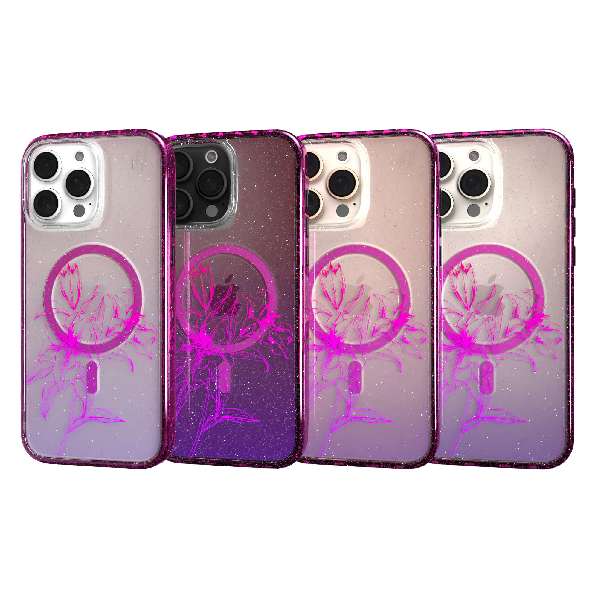 iPhone 16 Series | MagSafe | Ombre Bouquet Case Collection | Pink & Purple Prism Pink Prism / iPhone 16 Pro Max / Red