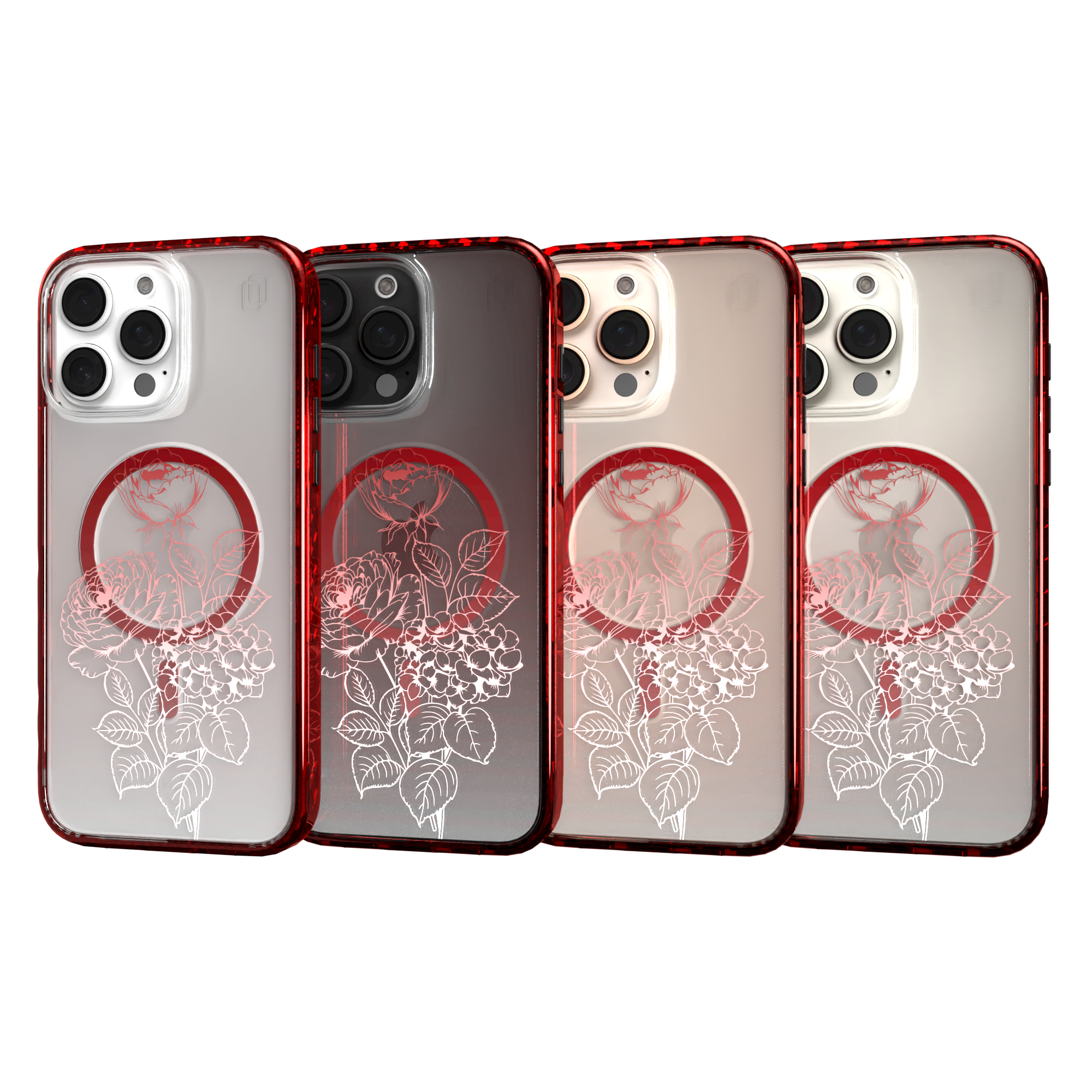 iPhone 16 Series | MagSafe | Ombre Bouquet Case Collection | Red Rosewood Radience